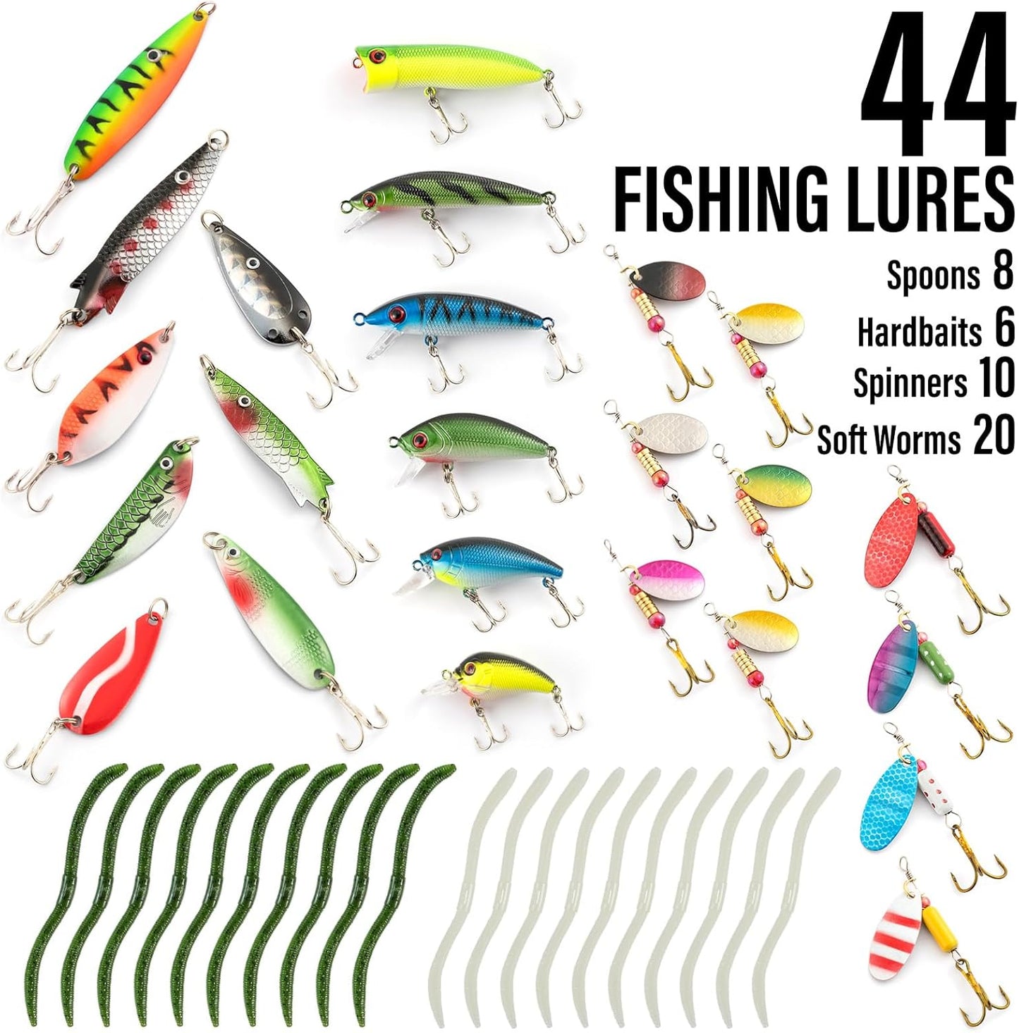 Dr.Fish Fishing Rod and Reel Combos 125-Pieces Telescopic Spinning Pole Reel Gear Equipment Set with Tackle Bag for Adult Collapsible Travel Complete Fishing Set Men Starter Freshwater Saltwater