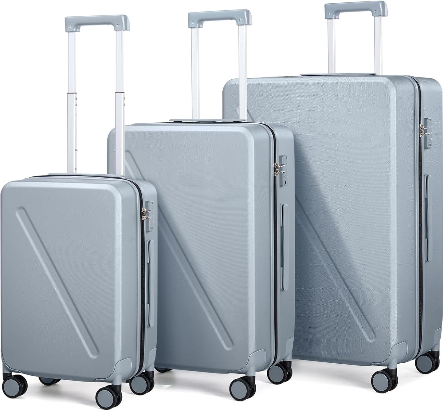MILADA Luggage Sets, Suitcases With Wheels, Hard Shell Luggage Sets TSA Approved, 3 Piece Luggage Set 20 Inch Carry On Suitcase 24 Inch Checked Bag 28 Inch Luggage, Grey