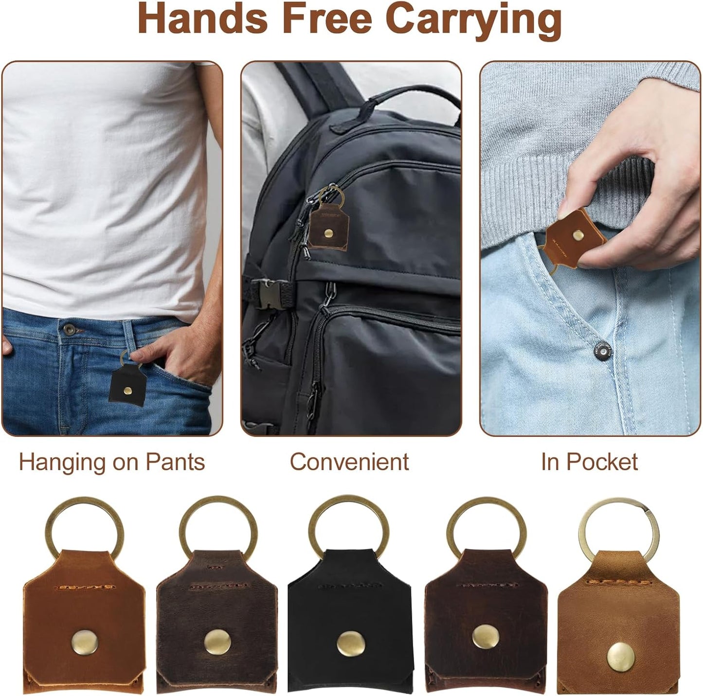 Jack&Chris Genuine Leather SD Card Holder Keychain, Anti-Shock Anti-Dust SD Card Case, Portable Camera Accessories for SD CF CFexpress Micro SD Nano SIM and Micro SIM Cards, Coffee 2 Packs