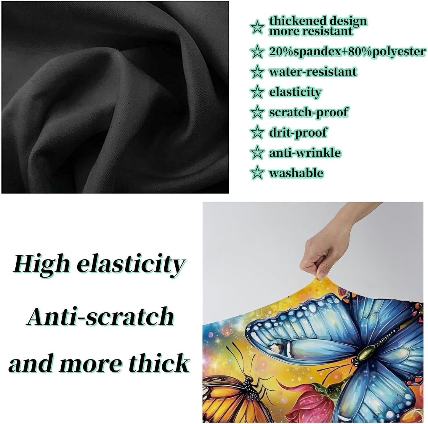 Luggage Cover + Tag, Colorful Rose Butterfly Travel Suitcase Cover for 24 inch Luggage (M) with Concealed Zipper, Washable Elastic Cloth, Dustproof, Anti-Scratch