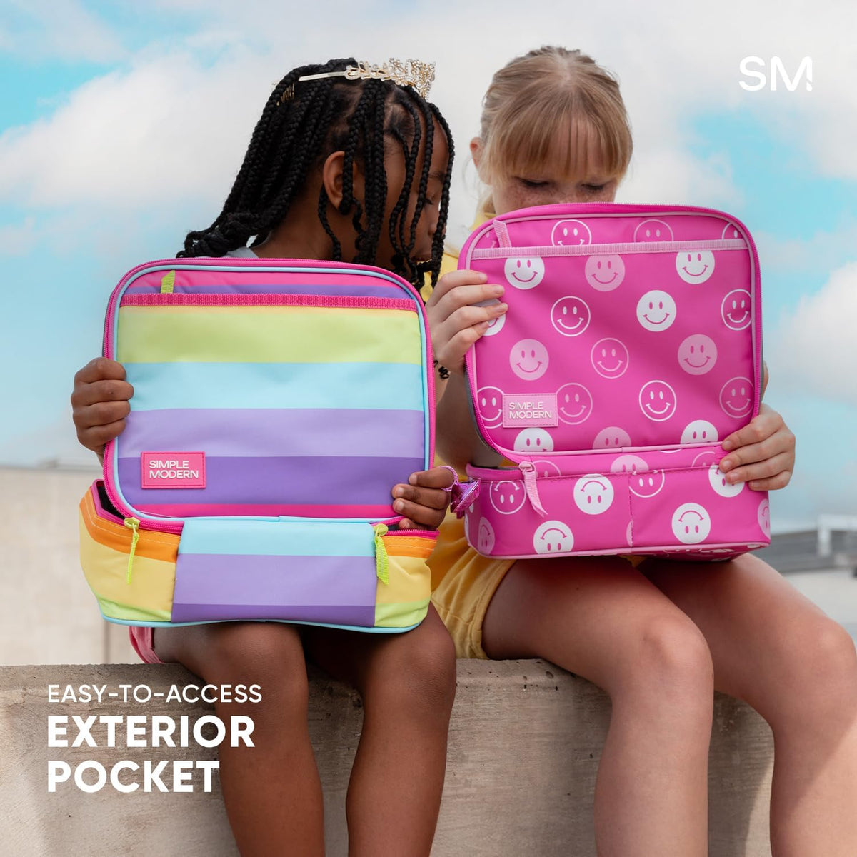 Simple Modern Kids Lunch Box for School | Reusable Insulated Lunch Bag for Toddler, Girl, and Boy | Meal Containers with Exterior & Interior Pockets | Hadley Collection | Dinosaur Roar