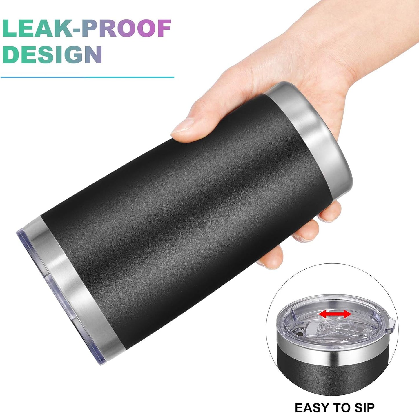 VEGOND 20oz Tumbler with Lid and Straw Stainless Steel Tumbler Cup Bulk Vacuum Insulated Double Wall Travel Coffee Mug Powder Coated Coffee Cup, Black 12 Pack