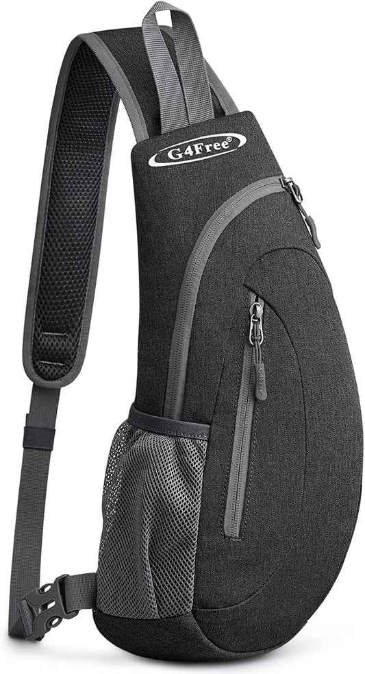 G4Free Sling Bag for Men Women, Small Crossbody Backpack Lightweight Chest Shoulder Bags for Travel, Outdoor and Sports (Dark Grey)