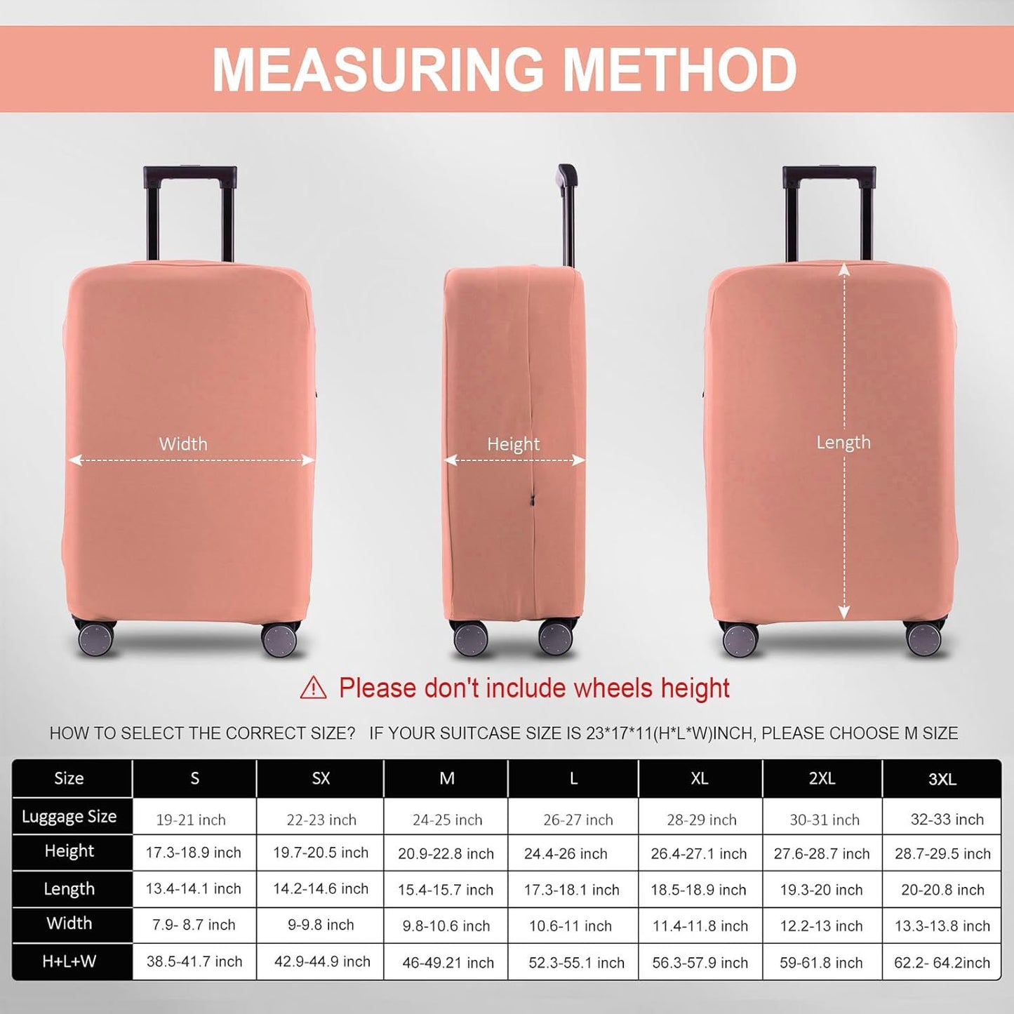 Travel Luggage Cover Suitcase Protector Scratch-Resistant Fit 19-31 Inch Suitcase, Not Included Suitcase (Pink, XL(28-29 inch))