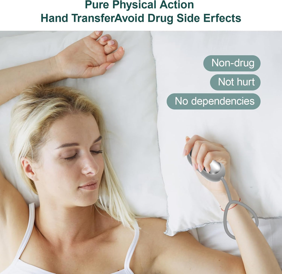 Sleep Aid Device, Micro-Current Sleep Instrument Anxiety Device, Portable Rechargeable Sleep Aid for Anxiety and Insomnia (Silver)