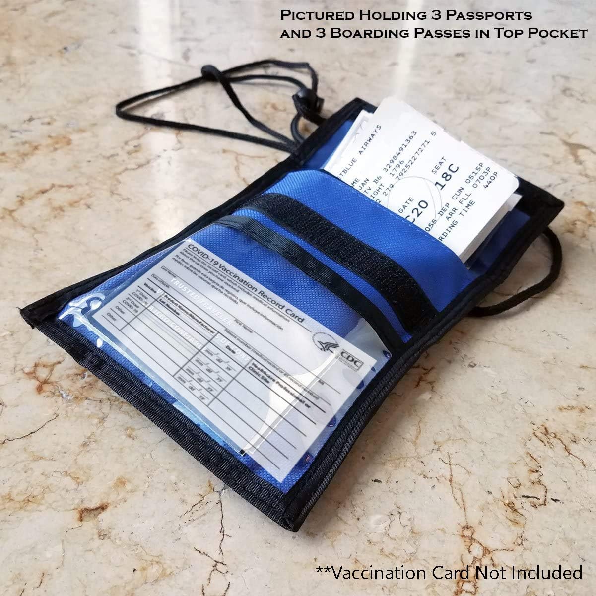 Specialist ID 2 Pack - Travel Passport Wallet - 4 x 3 Display Window - Adjustable Lanyard w/Pen Slots and 3 Pockets for Money, Ticket, Document (Royal)