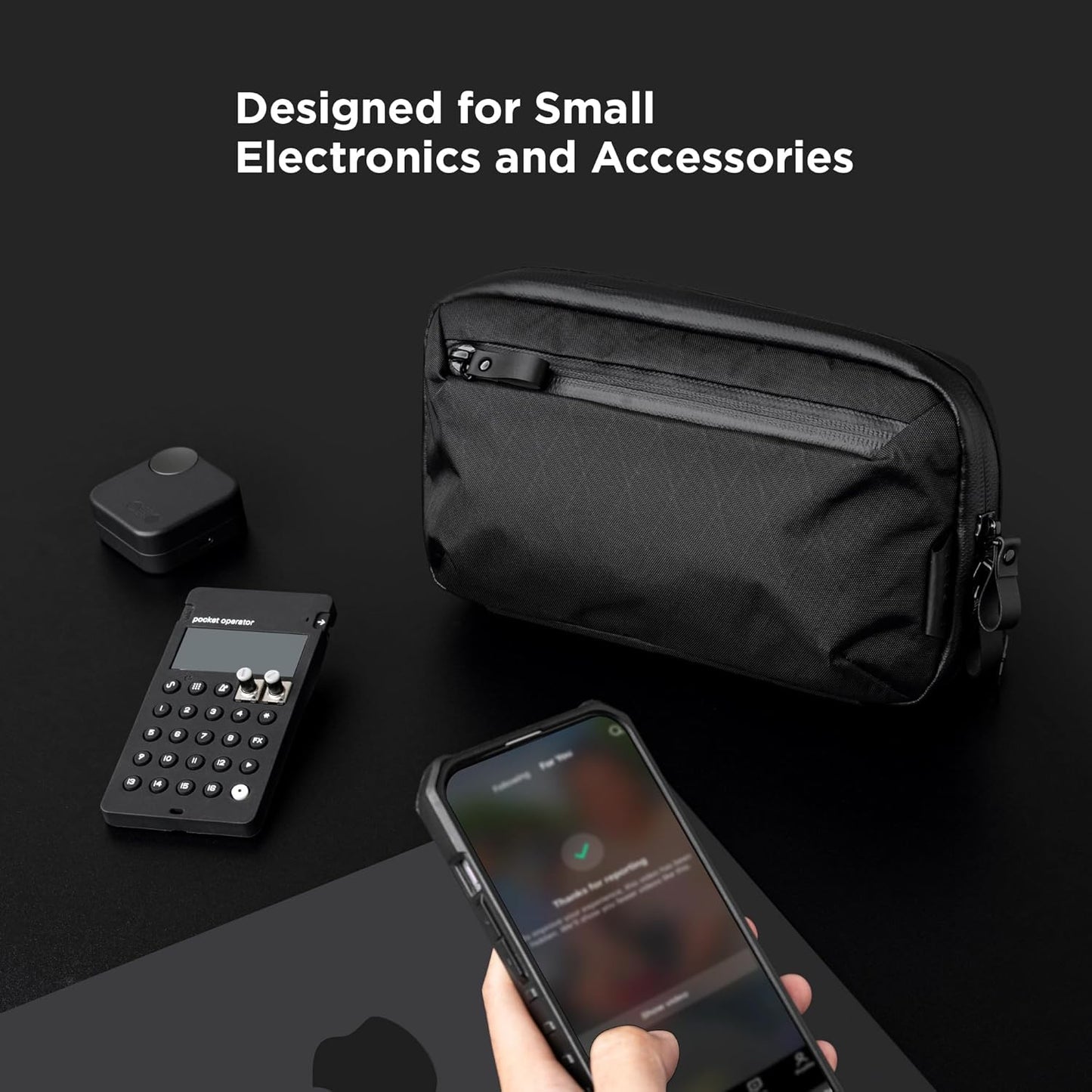 ALPAKA Elements Tech Case Mini X-Pac VX42 Black - Keeps You Clutter-Free - Sling Bag with Adjustable Strap, Weatherproof Fabric Fits Electronic Accessories, EDC Tech Organizer for Travel