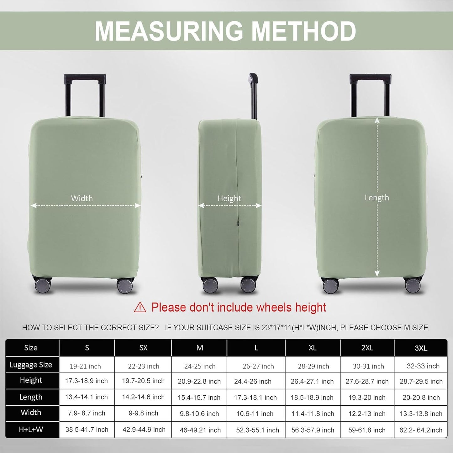 Travel Luggage Cover Suitcase Protector Scratch-Resistant Fit 19-31 Inch Suitcase, Not Included Suitcase (Cyan, 3XL(32-33inch))