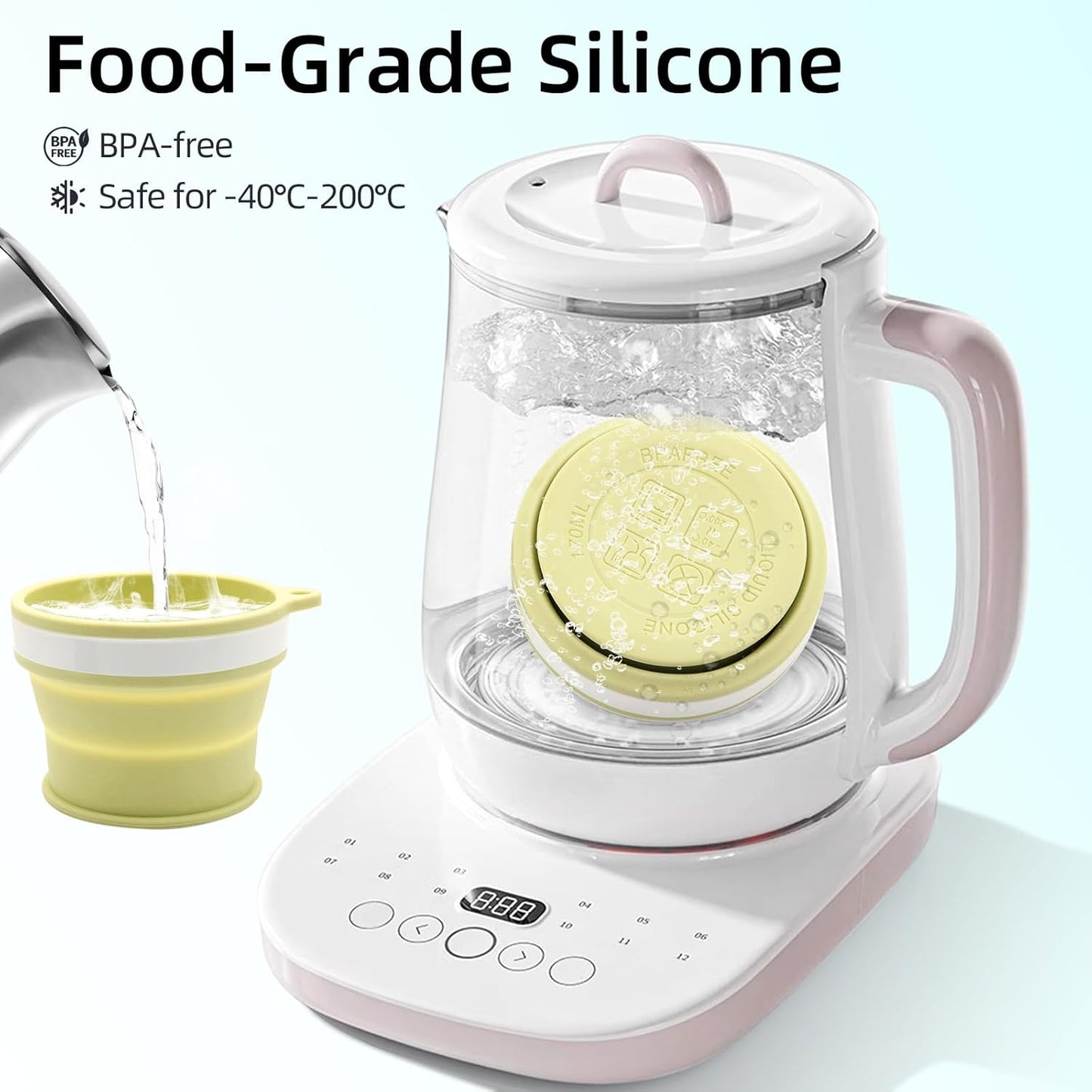 Silicone Collapsible Travel Cup Set - 4-Pack Foldable Mugs with Lids for Camping, Backpacking, Coffee & Outdoor (170ml, Pink/Light Green/Dark Green/Gray)