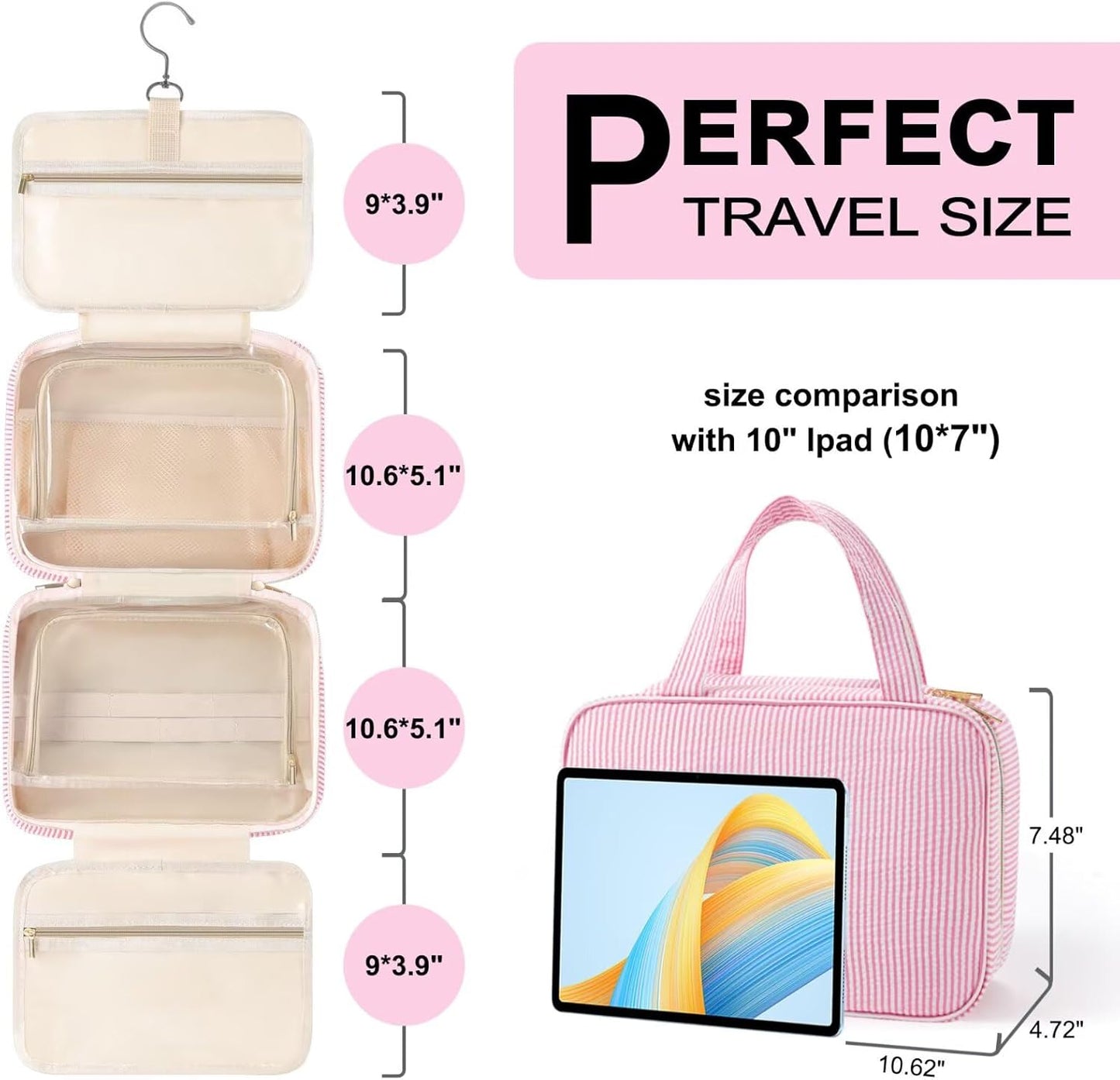 TOPEAST Travel Toiletry Bag Initial Makeup Bag for Teen Girls - Birthday Gifts for 7 8 9 10 11 12 13 14 15 16 17 18 Year Old Girls, Teen Girl Gifts Trendy Stuff - Letter L, Purple