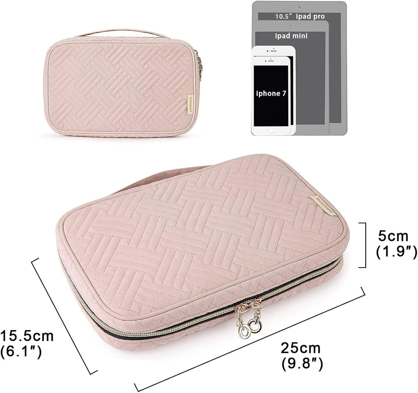 BAGSMART Jewelry Organizer Case Travel Jewelry Storage Bag for Necklace, Earrings, Rings, Bracelet, Soft Pink