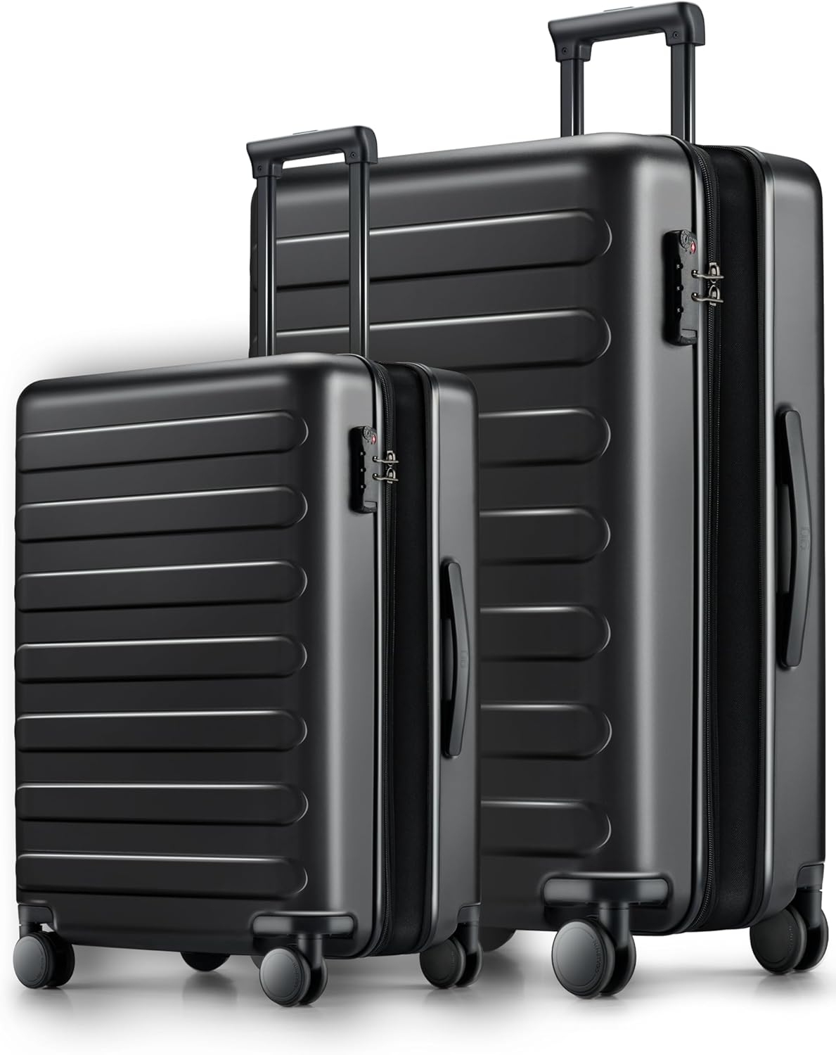 NINETYGO Luggage Sets 2 Piece, Carry On Luggage Airline Approved, Large Checked Luggage with Smooth Spinner Wheels, Expandable, Hard Shell PC Suitcase Sets, TSA Approved, 20in/28in (Black, Rhine Max)