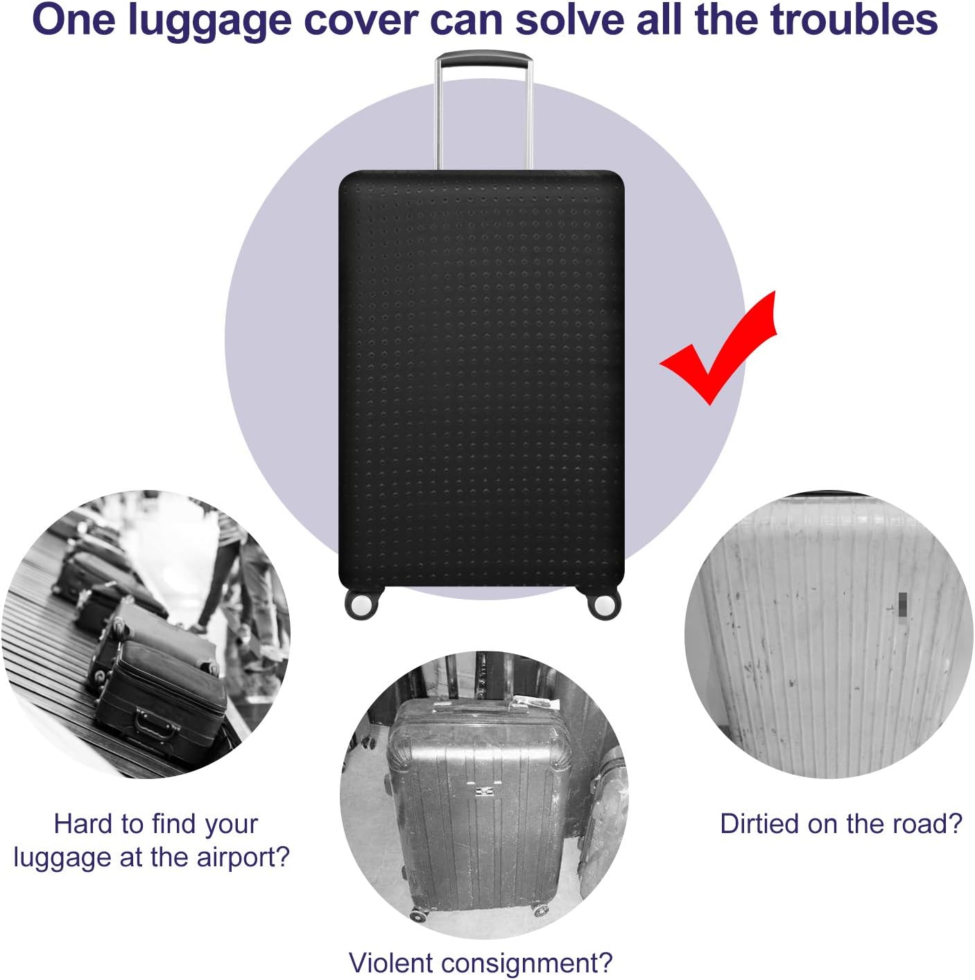 7-Mi Travel Luggage Cover Protector, Washable Suitcase Protector Anti-scratch Spandex Baggage Covers Fits 31-32 Inch Luggage
