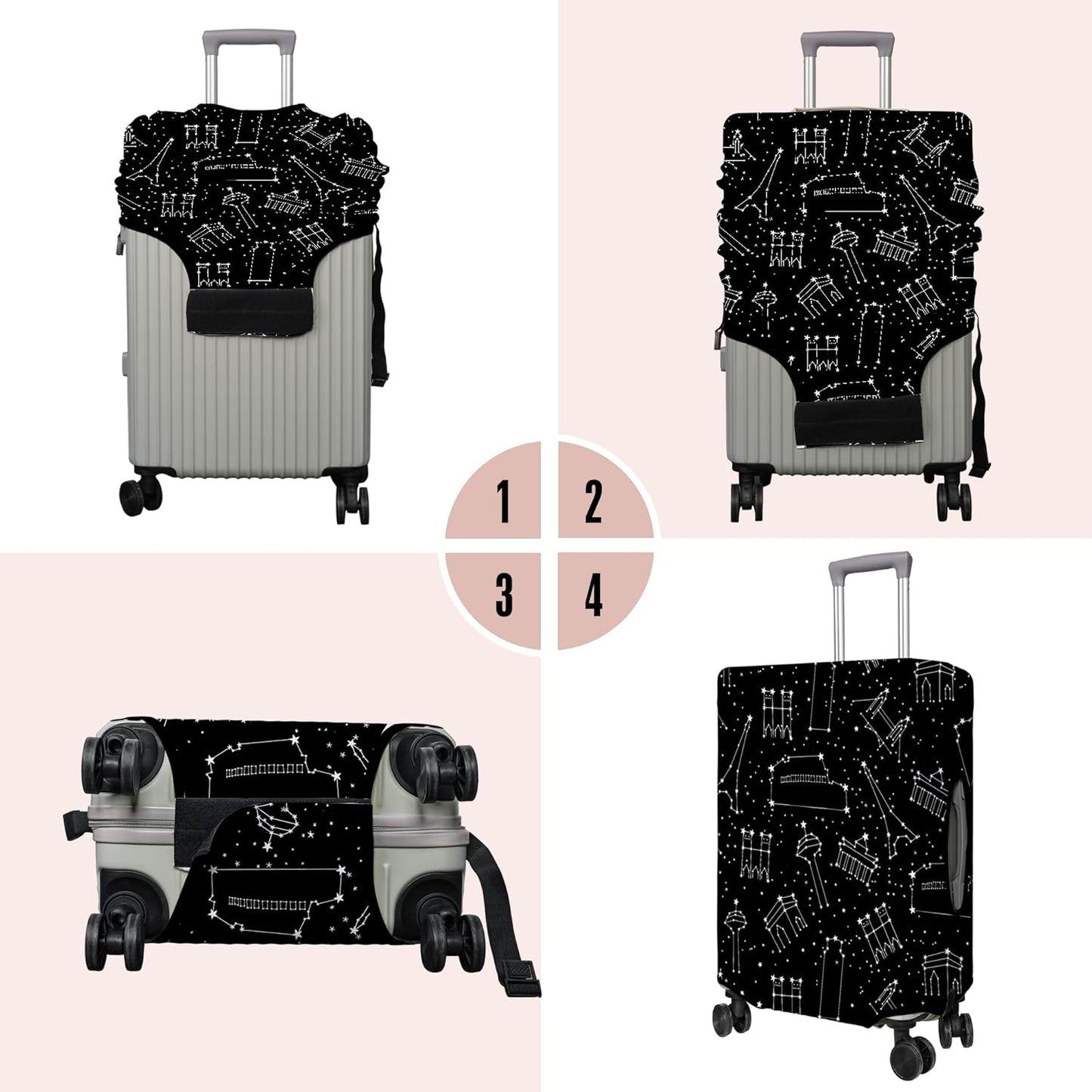 Travel Luggage Cover Suitcase Protector Fits 18-32 Inch Wheel Covers PatternedTravel Related Items Flower Luggage Protector Elastic S