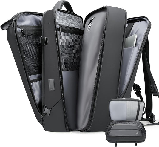 Vacuum Backpack for Men,50L Expandable Compression Backpack With Vacuum Seal, 17.3 Inch Water Resistant Laptop Backpack with USB Charging Port-Not Vaccum Pump Included