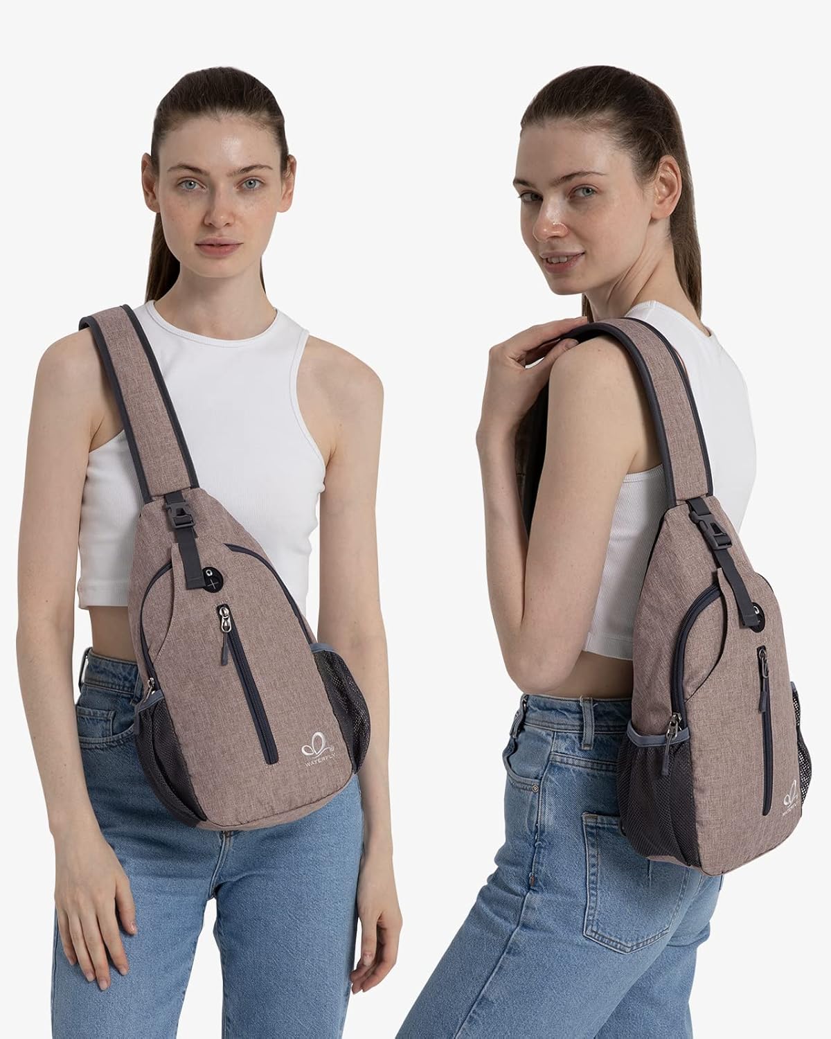 WATERFLY Crossbody Sling Backpack Sling Bag Travel Hiking Chest Bag Daypack