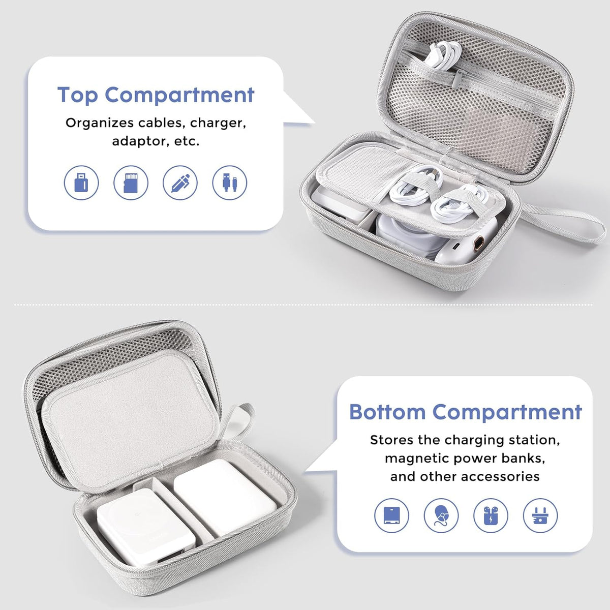 ProCase Hard Travel Electronic Organizer Case for MacBook Power Adapter Chargers Cables Power Bank Apple Magic Mouse Apple Pencil USB Flash Disk SD Card Small Portable Accessories Bag