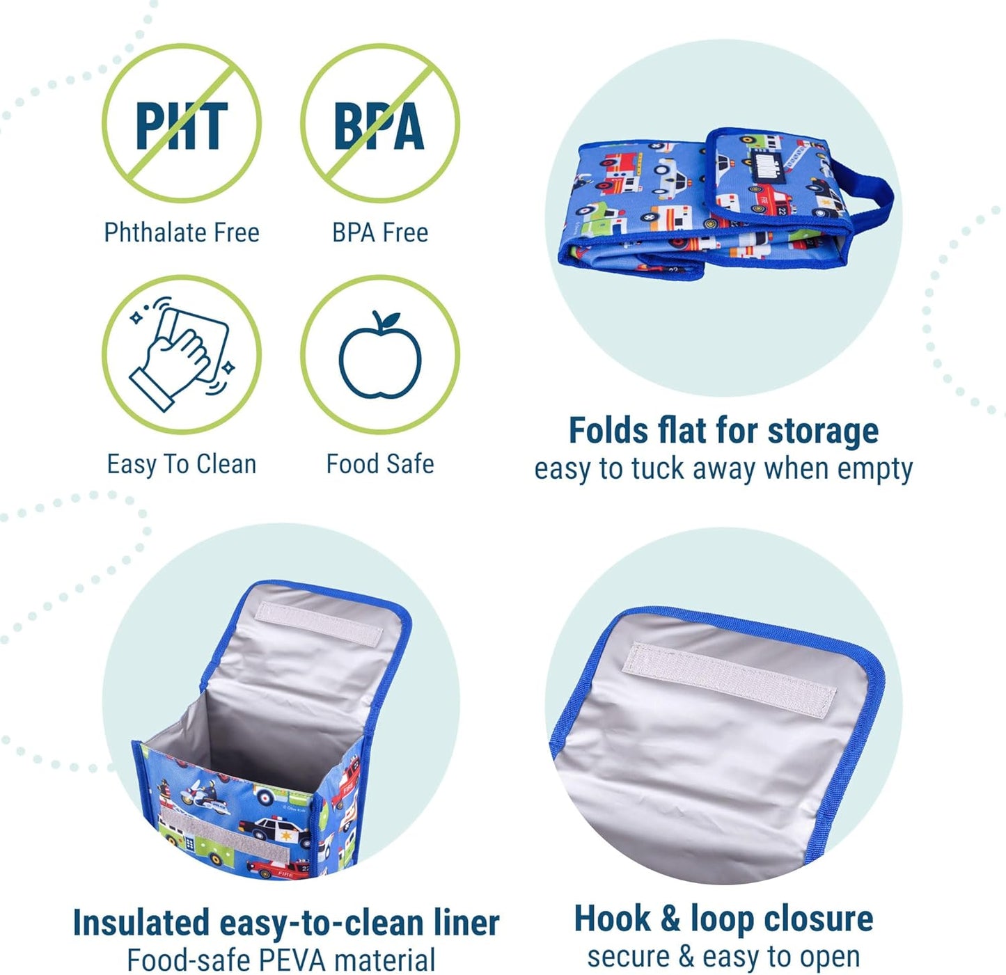 Wildkin Kids Insulated Lunch Bag – Reusable, Ideal for Hot/Cold Snacks, School & Travel - Heroes