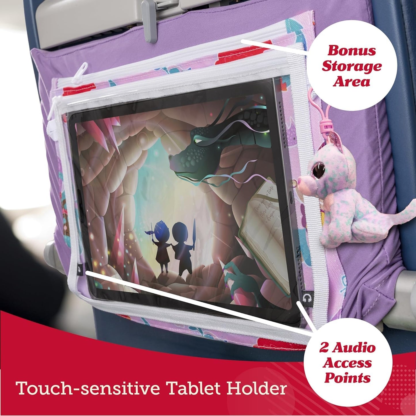 Lusso Gear Airplane Tray Table Cover for Kids - Mermaids Pattern - Toddler Airplane Travel Essentials & Snack & Tablet Organizer - Plane Activities for Toddlers 1-3