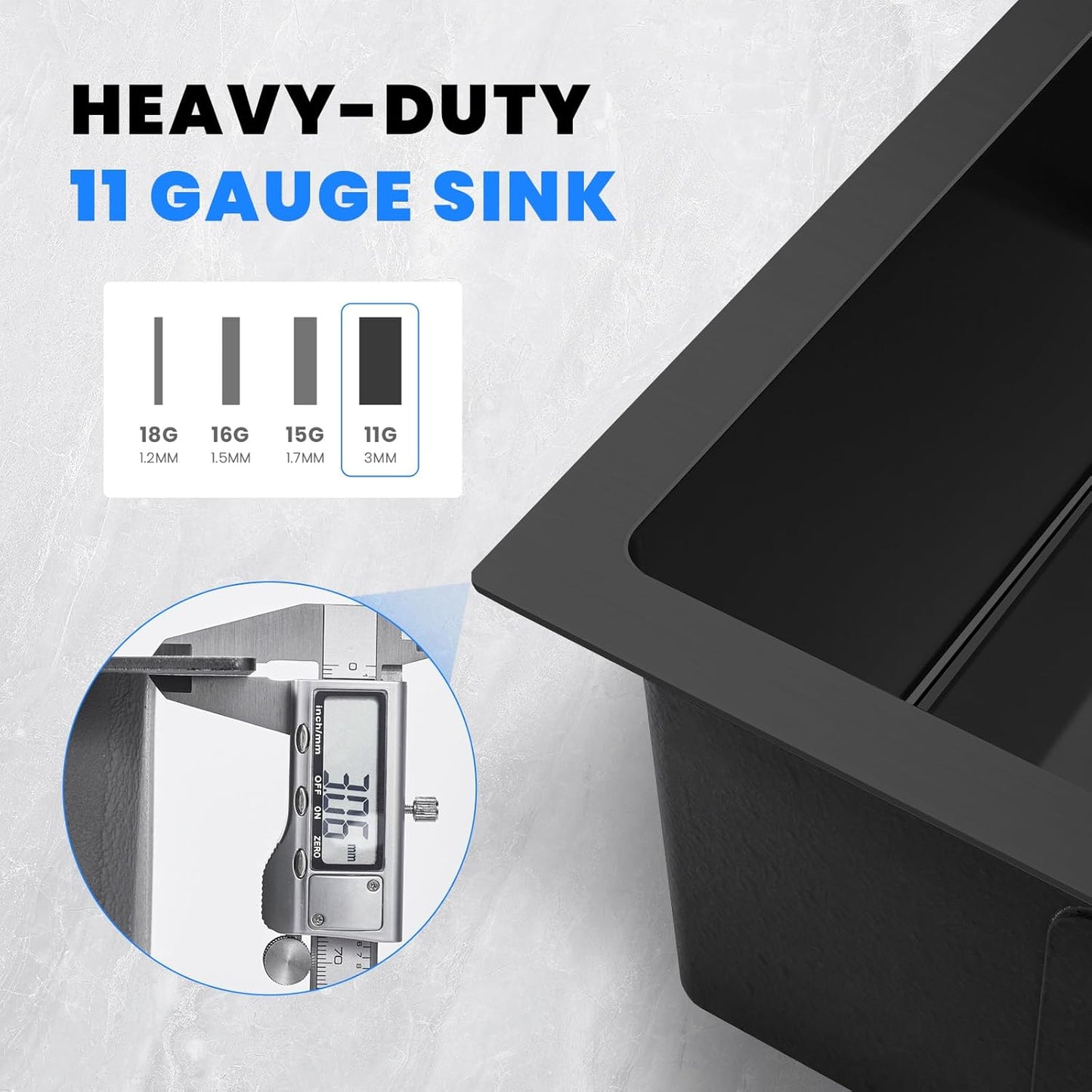 POPFLY 15×17 Inch Black Bar Sink,304 Stainless Steel Single Bowl 8 Inch Deep Laundry Sink Rv, Undermount Small Kitchen Sinks
