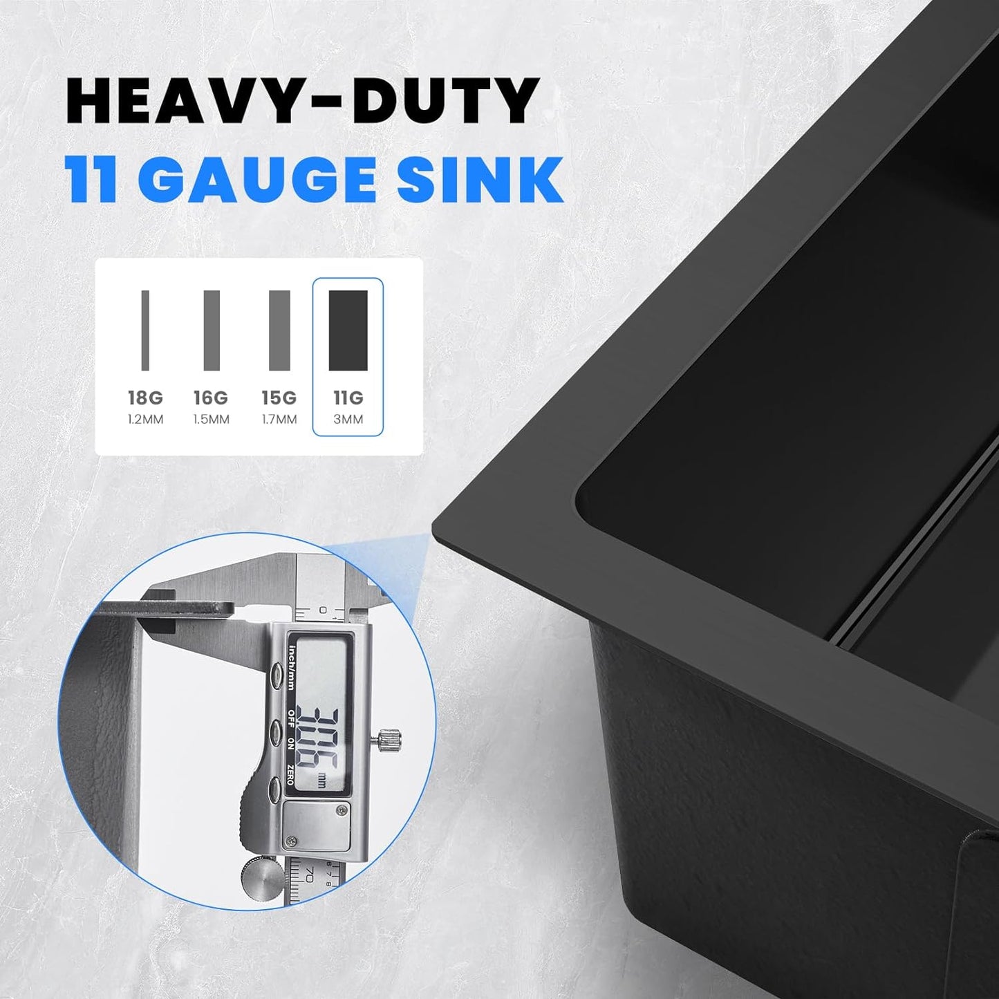 POPFLY 20 Inch Undermount Kitchen Sink, 20×17 Inch 304 Stainless Steel Sink, 18 Gauge Square Single Bowl 9 Inch Deep Bar Prep Small Rv Under Sinks Black
