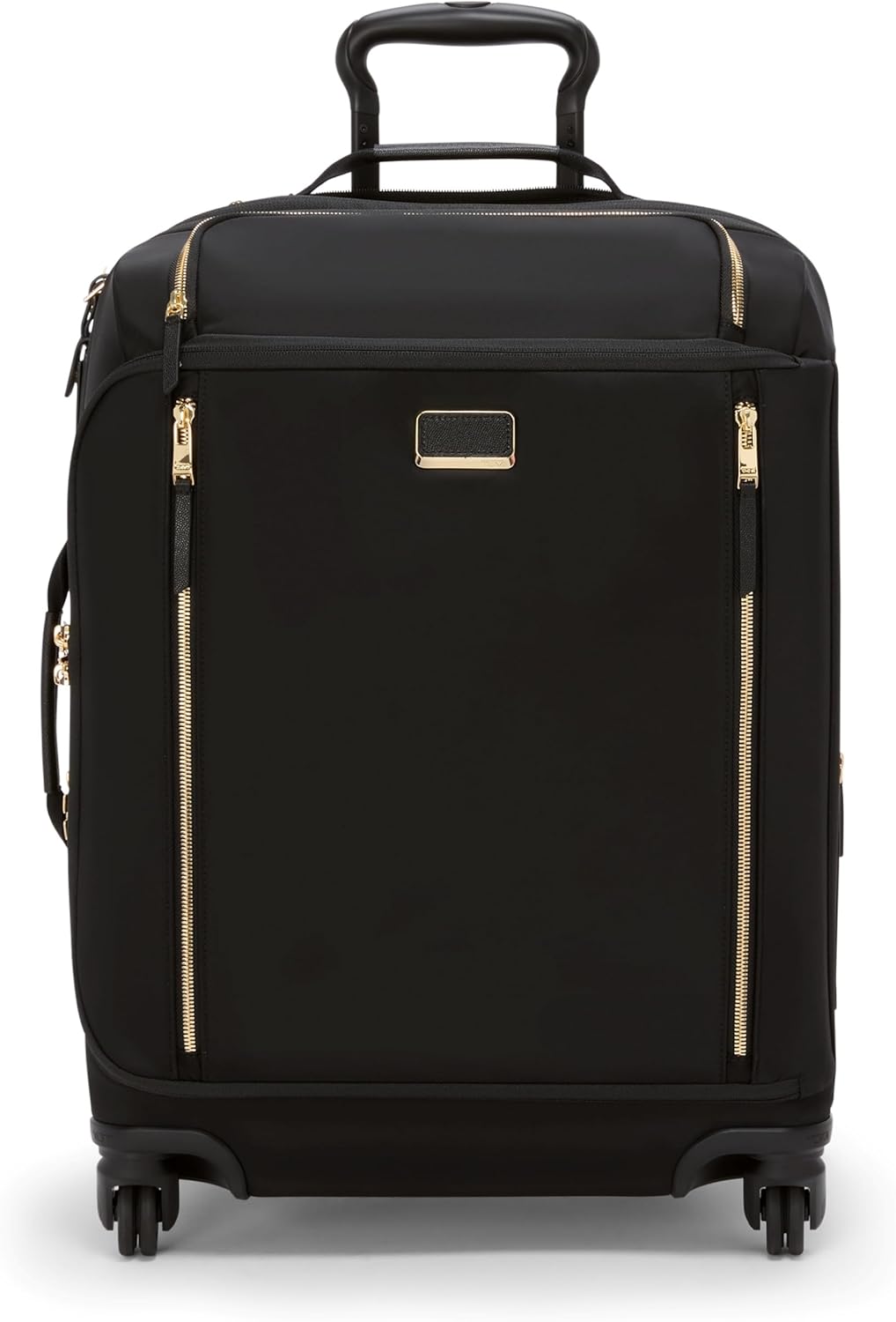 TUMI - Voyageur Leger 4 Wheeled Luggage - Women's Lightweight and Spacious, Sleek Silhouette, Durable Premium Suitcase - 21.8" Continental Expandable Carry-On, Black with Gold Hardware