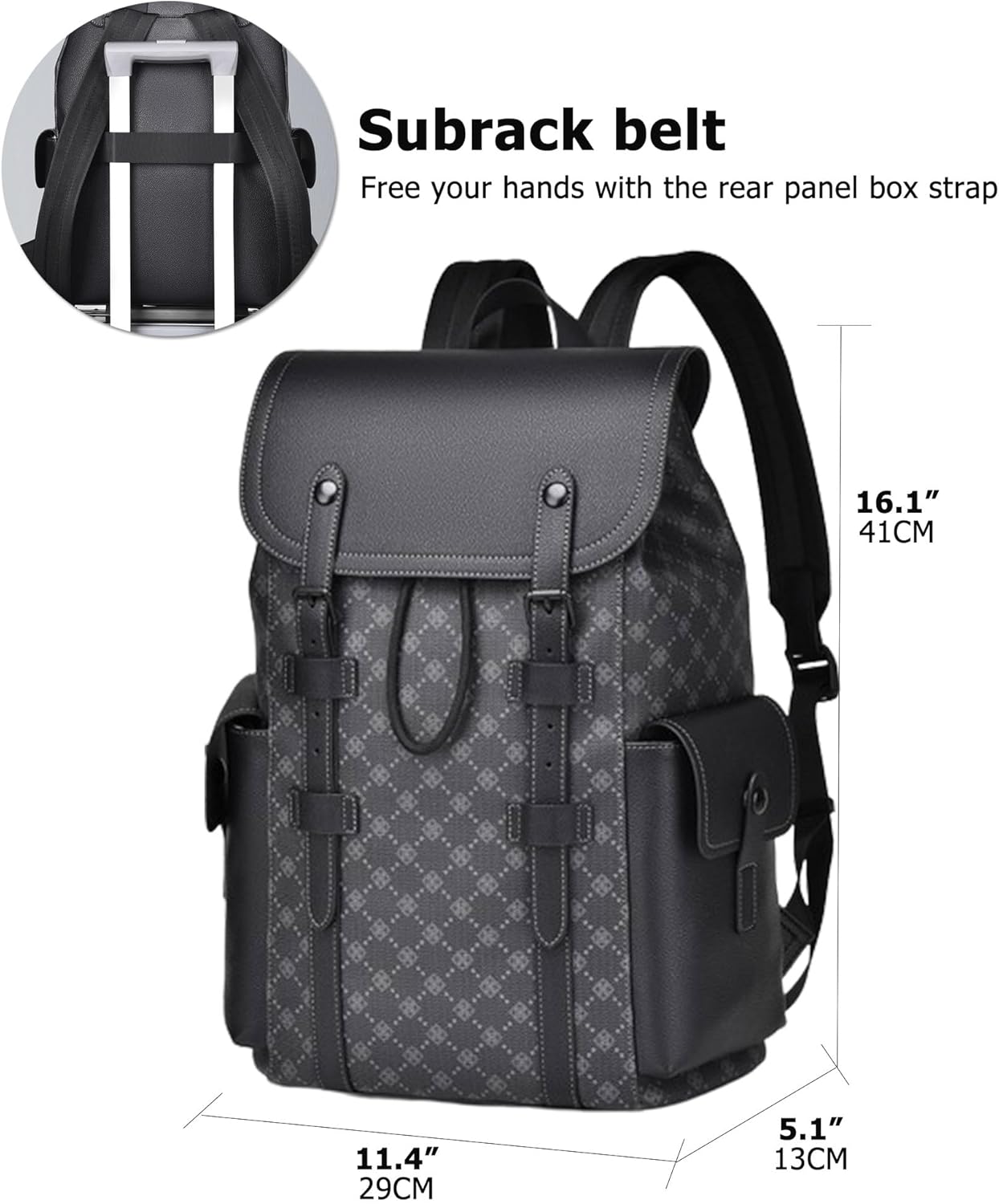 KingTo Laptop Backpack for Men Luxury Anti-Theft Travel Backpack Casual Business Waterproofing Computer Bag (woven black)