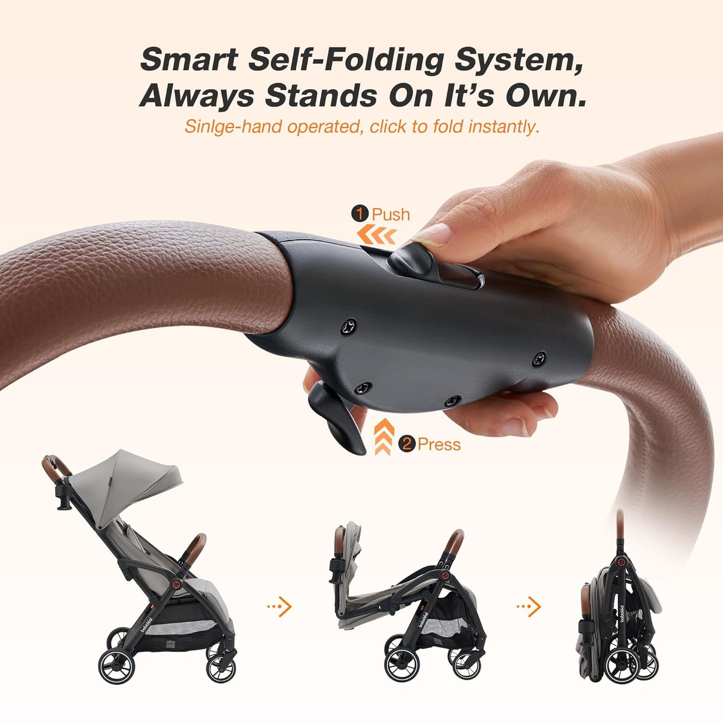 Travel Stroller, Overhead-Friendly Compact Baby Stroller(Newborn to 50lbs), Self-Folding Toddler Pushchair for Travel, Full-Reclining Seat, Cup Holder Included