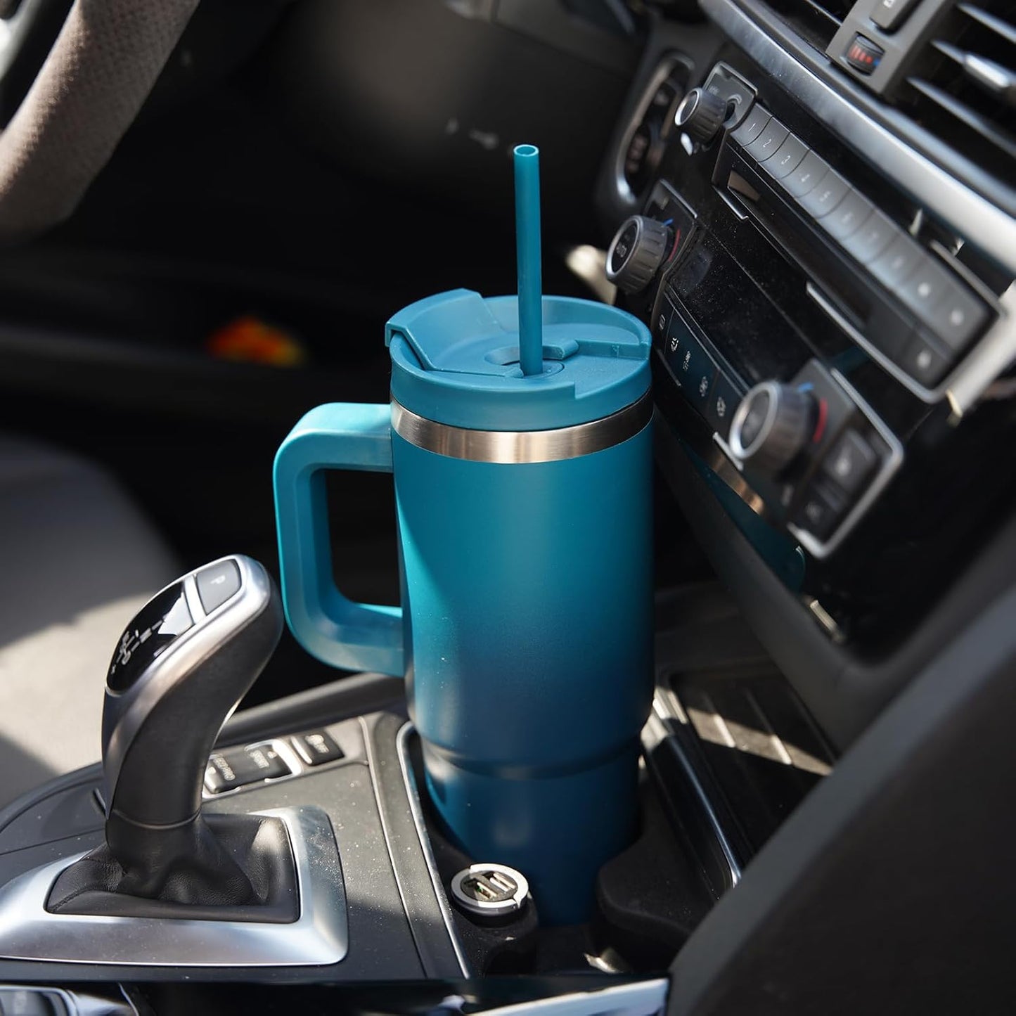 30 oz Tumbler with Handle and 2 Straws,2 in 1 Lid Insulated Water Bottle Stainless Steel Travel Coffee Mug,Lavender