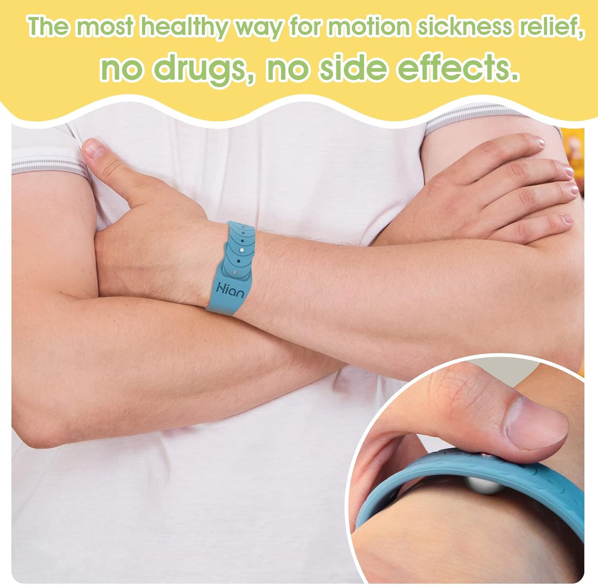 Motion Sickness Bands Anti Nausea Acupressure Wristband Sea Sickness Wristbands Nausea Bands Natural Relief Motion & Morning Sickness（Pine Green+Starlight）