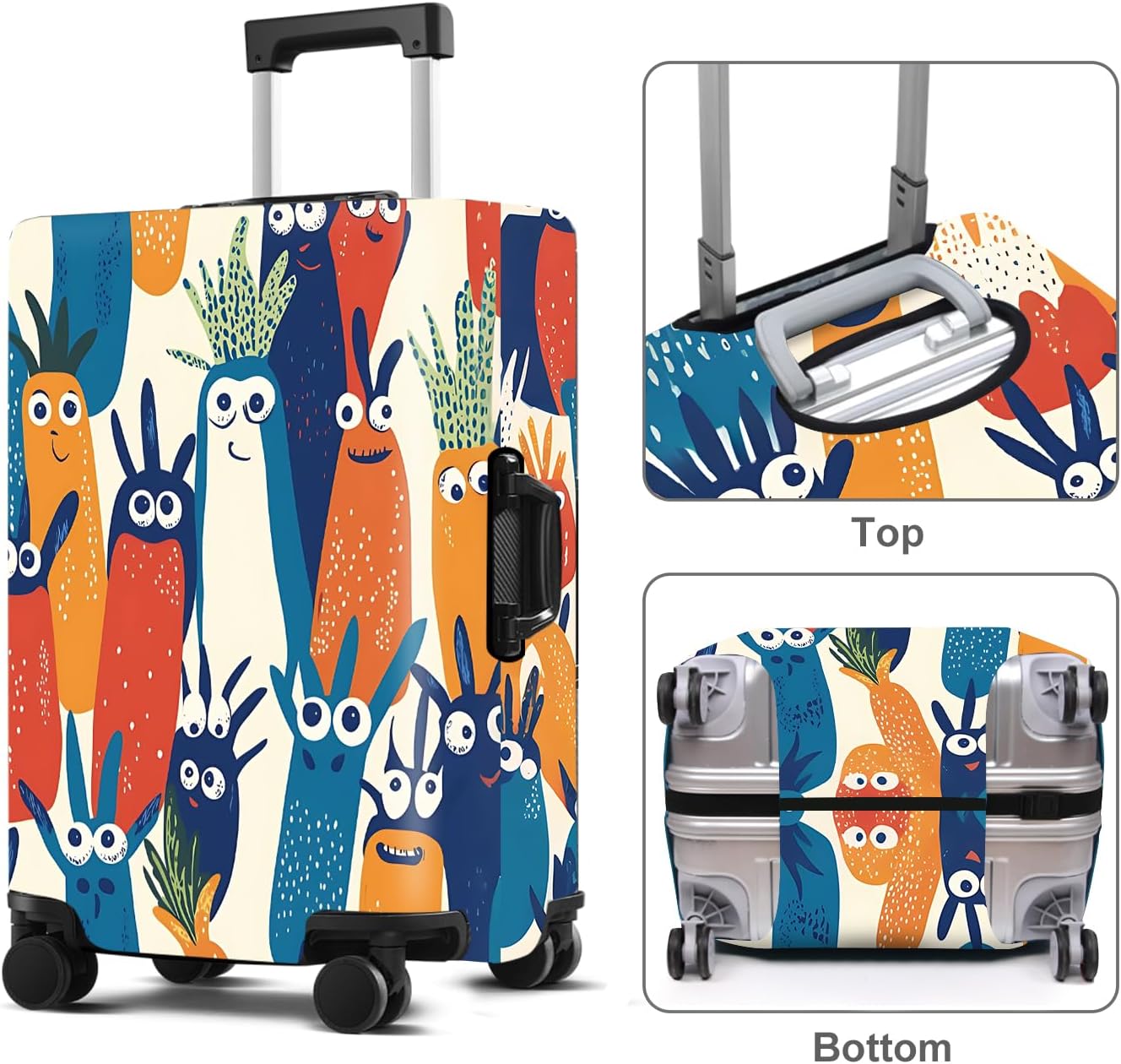 Carrot Luggage Cover Washable Suitcase Protector Anti-Scratch,Stretchable Fit for 20-34Inch Luggage Durable Travel Bag Cover with Zipper Closure (XL(32-34inch suitcase))