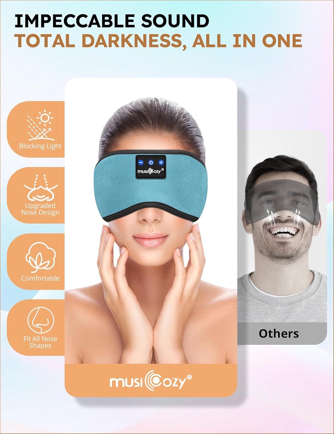 MUSICOZY Sleep Headphones Bluetooth 5.4 Headband Sleeping Eye Mask for Mom Women Men Wireless Music Earbuds Earphones for Side Sleepers Built-in HD Speakers Cool Gadgets Unique Gifts
