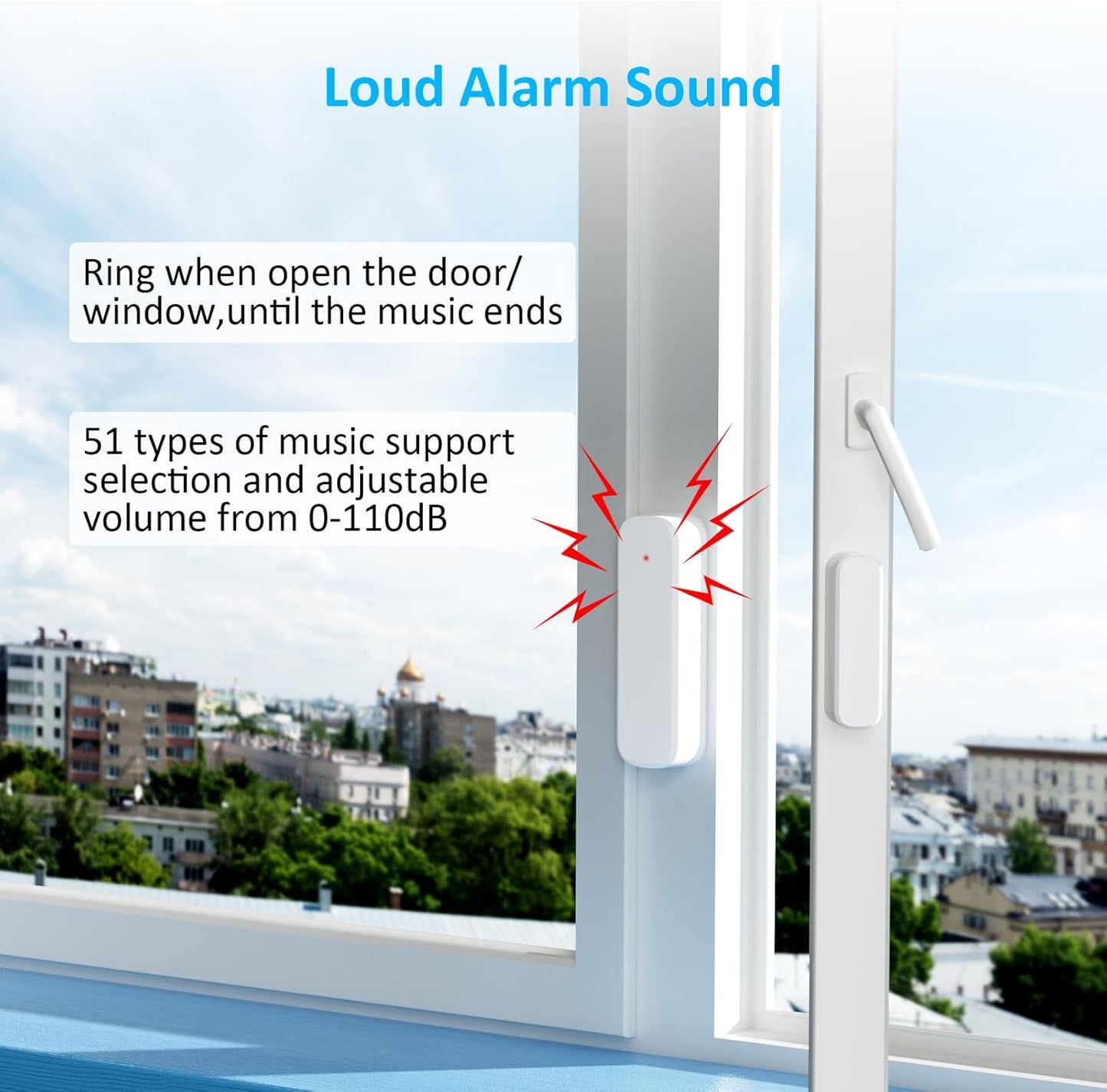 Wireless Door Chime, Door Open Sensor Alarm When Entry Business/Office/Store (500ft Range 51 Ringer Adjustable Volume) Home Alert Bell for Kid/Toddler Safety, 2 Receivers +2 Sensors
