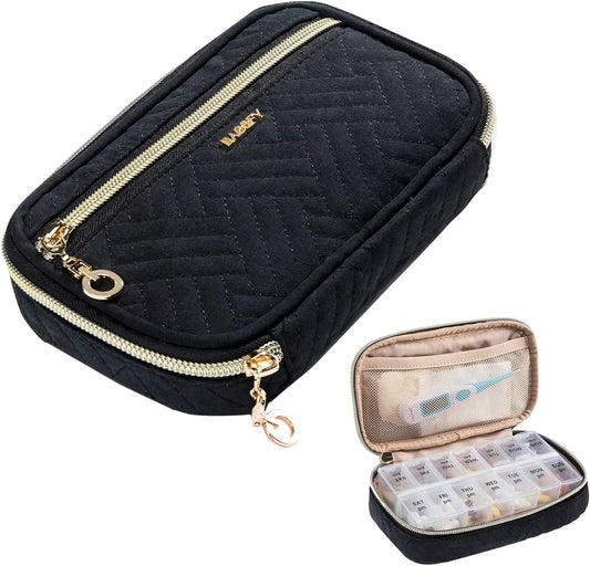 BAGSFY Pill Organizer Case 2 Times a Day- Weekly Medicine Organizer Travel Pill Box with Removable 7 Day Medicine Case Container for Fish Oil, Vitamin, Supplement