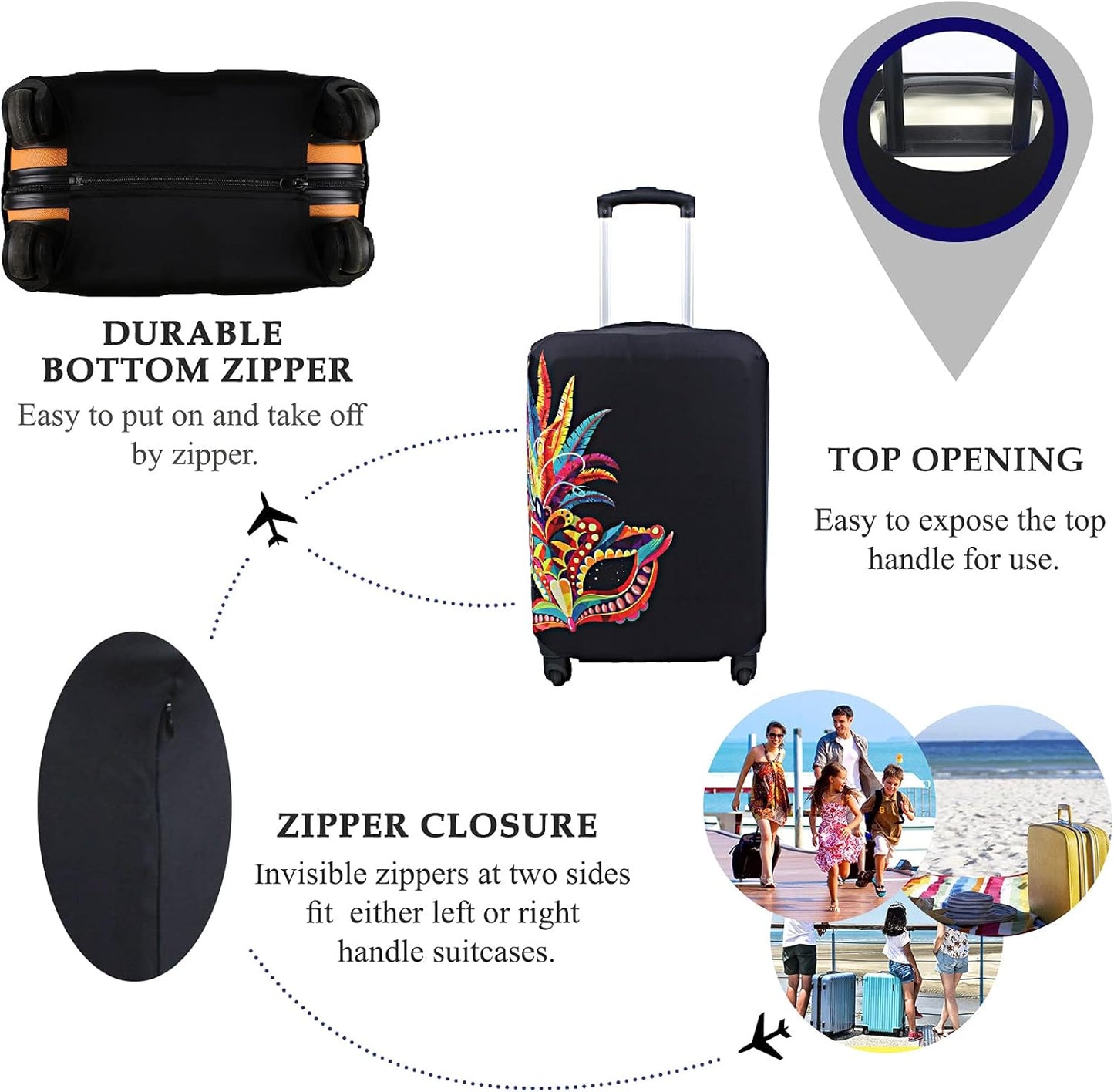 Explore Land Travel Luggage Cover Suitcase Protector Fits 27-30 Inch Case (Carnival, L)