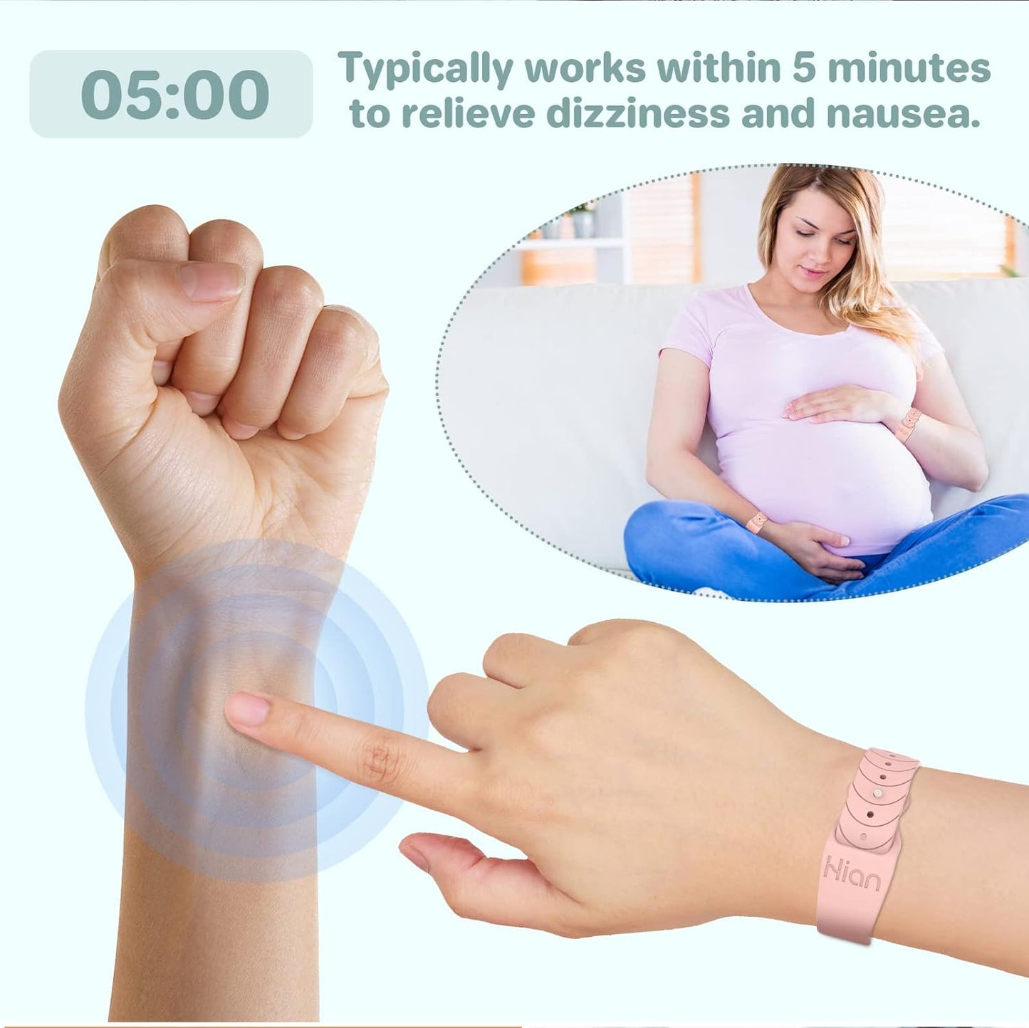 Hion Motion Sickness Bracelets Sea Sickness Wristbands for Motion Sickness/Morning Sickness/Pregnancy Nausea Anti Nausea Bands Acupressure Wristband Motion Sickness Bands(3Pairs-Black+Bule+White)
