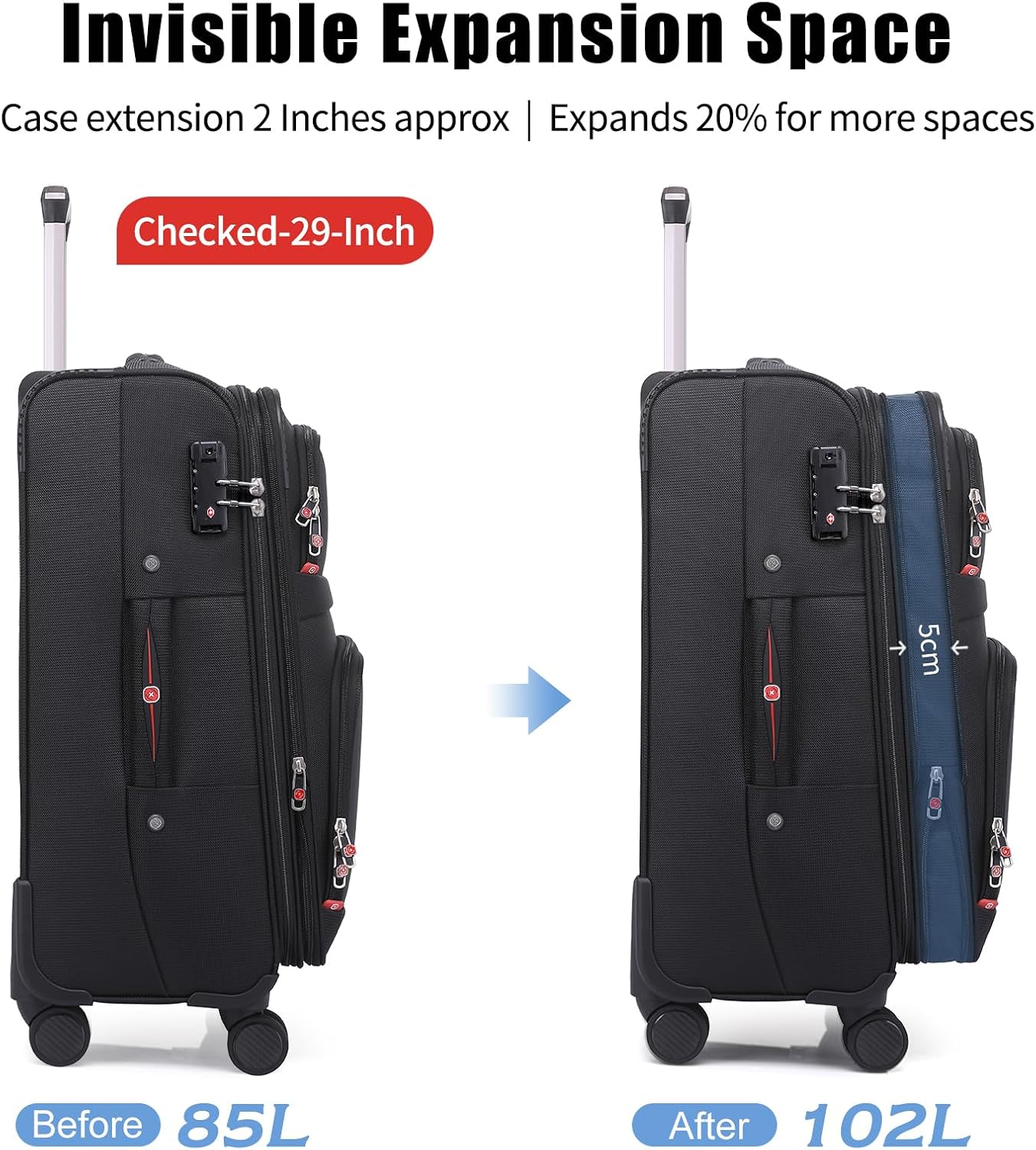 Softside Expandable Luggage with 4 Spinner Wheels, Durable Checked-Luggage Suicase (Coffee, 29-Inch)