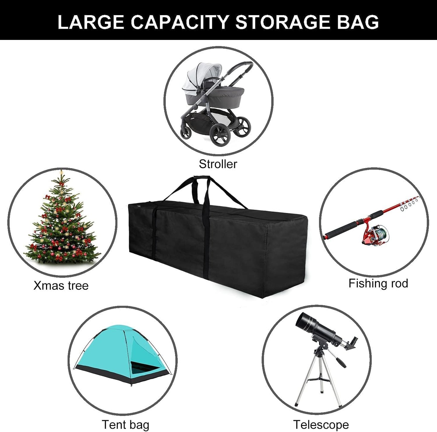 INFANZIA 47inch Sports Duffel Travel Bag, 196L Extra Large Duffel Luggage Bag with Upgrade Zipper, Water Resistant & Foldable Equipment Storage Bag for Camping Tent Tripod Fishing, 2PCS