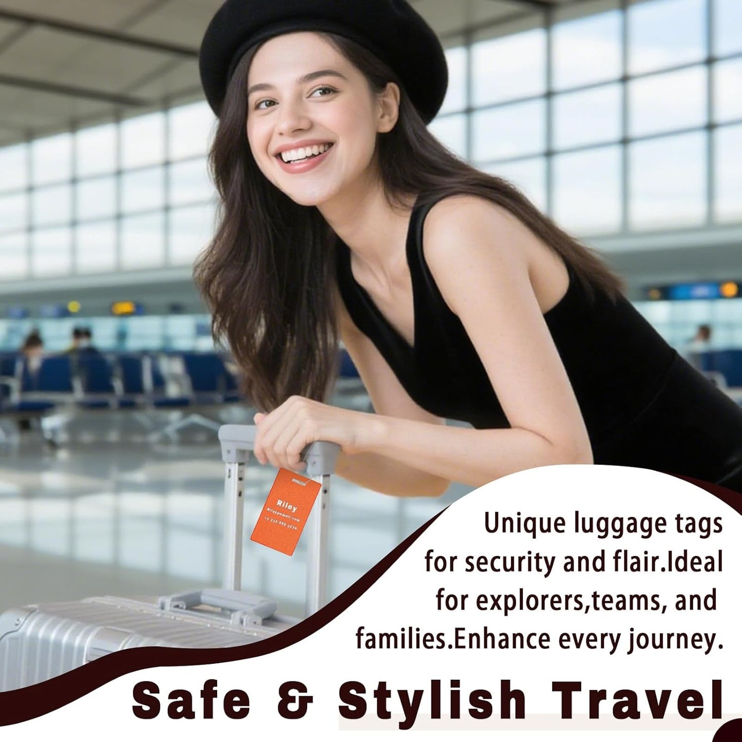 4PCS Personalized Luggage Tags for Travel Durable Aluminium Luggage Tags for Suitcases Custom Bag Tags for Backpacks Heavy Duty Personalized Name Tags for Birthday Gifts(Large,Red)