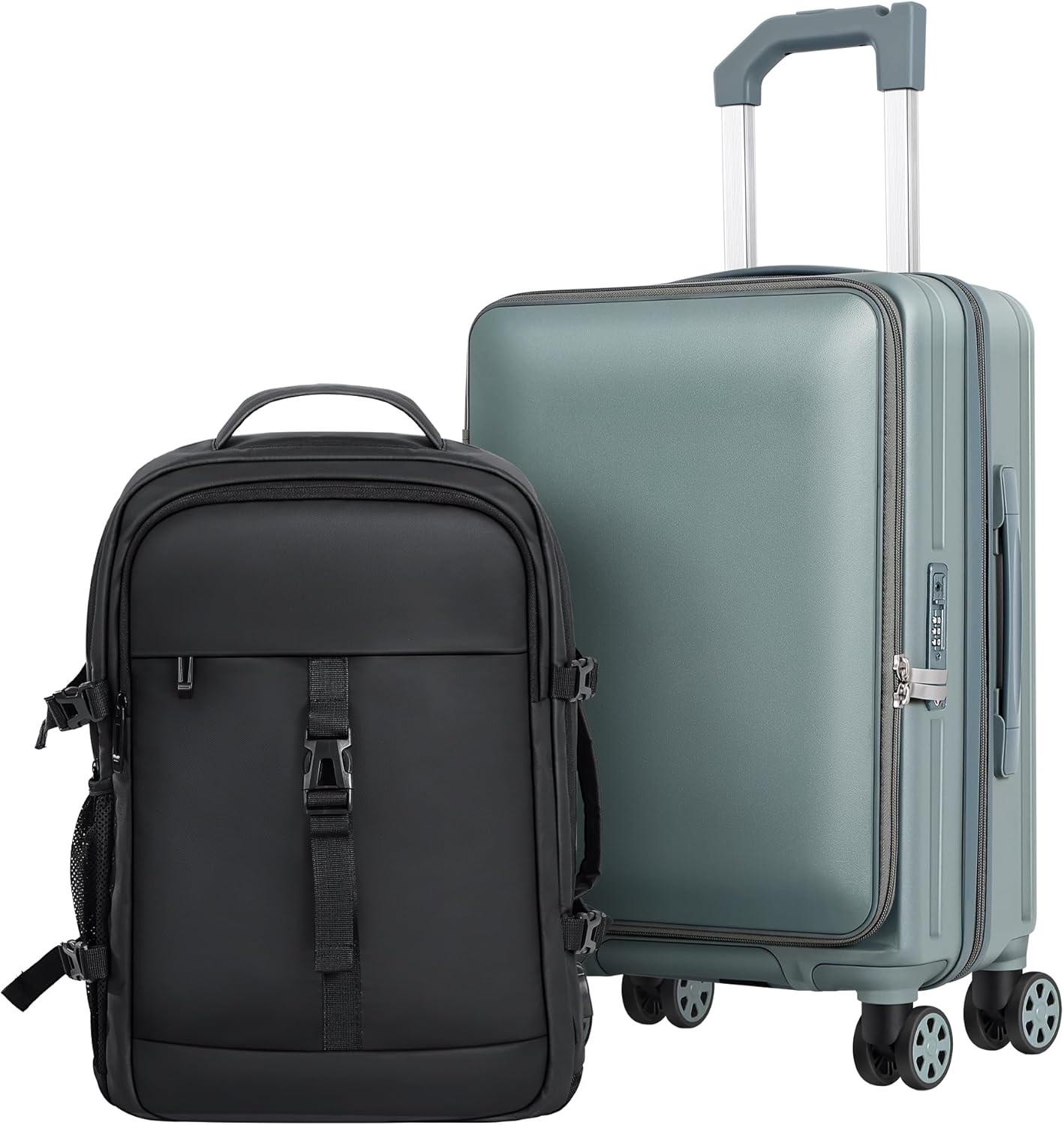 buy 0ne get 0ne free! Carry On Luggage Front Opening 20in Suitcase with TSA Lock PC Hardside Rolling Luggage Travel Suitcase, Small, Hardside Expandable Luggage with Spinner Wheels (Grey)