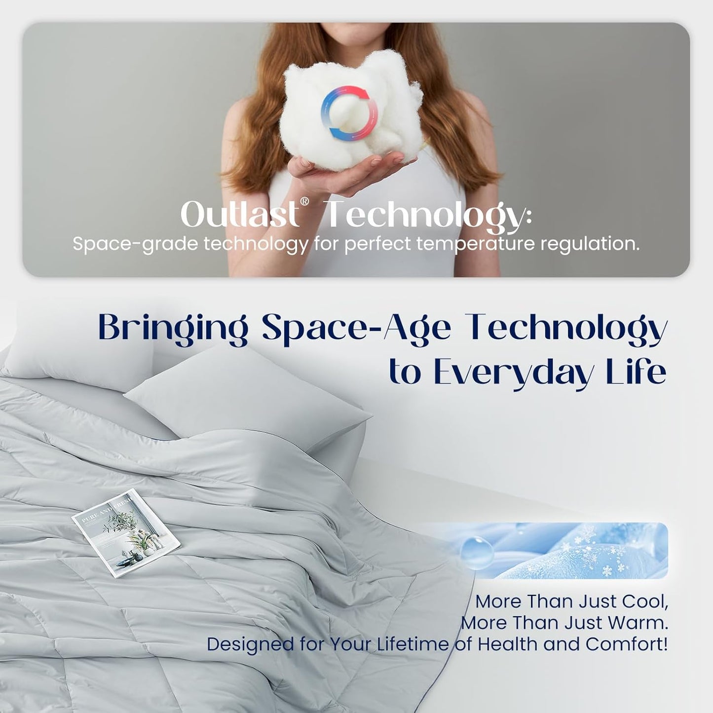 Dream Valley® Outlast® Deepsleep Cooling Comforter, King Size, NASA-Grade Space Technology Cooling Blanket for Hot Sleepers Night Sweats, Q-Max > 0.45 Aerocool™ Breathable, Ice Blue, 106"x90"