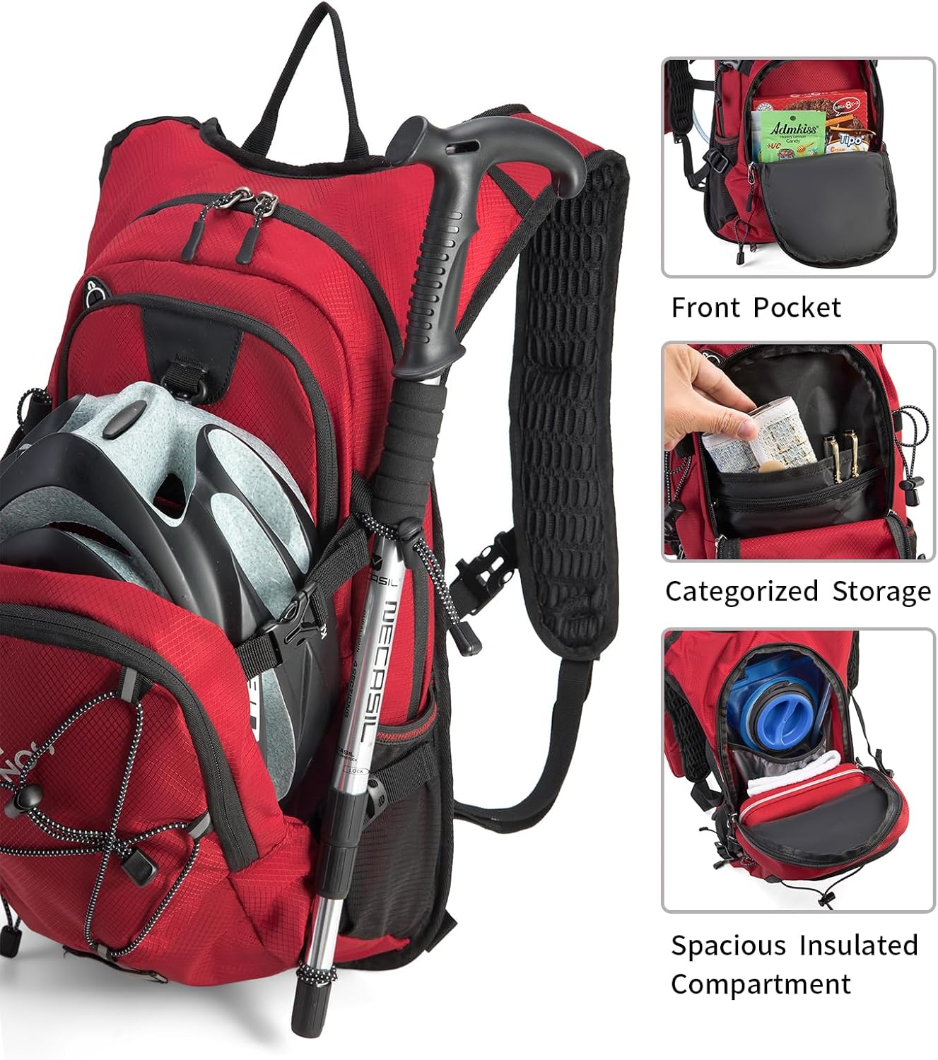 Hydration Backpack Pack with 2L Water Bladder 18L Hiking Backpack Women Men Lightweight Hydropack Insulated Daypack for Biking, Running, Festival