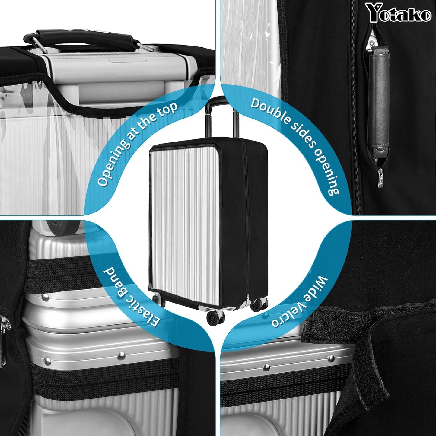 Yotako Upgraded Zippered Transparent PVC Suitcase Cover, No Disassembly Required Clear Luggage Protector for Suitcase Luggage Protector Cover 20''