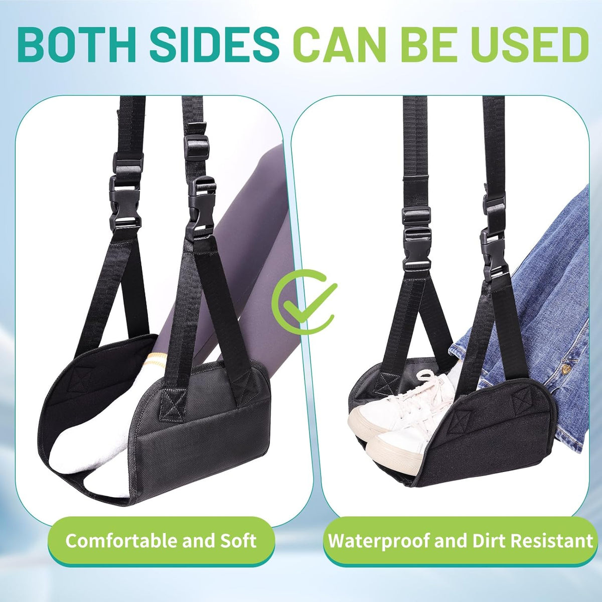 Lefeke Airplane Foot Hammock, Adjustable Foot Hammock for Plane Travel with 2 Straps, Plane Foot Rest with Support Plate, Foot Swing Airplane Travel Essentials