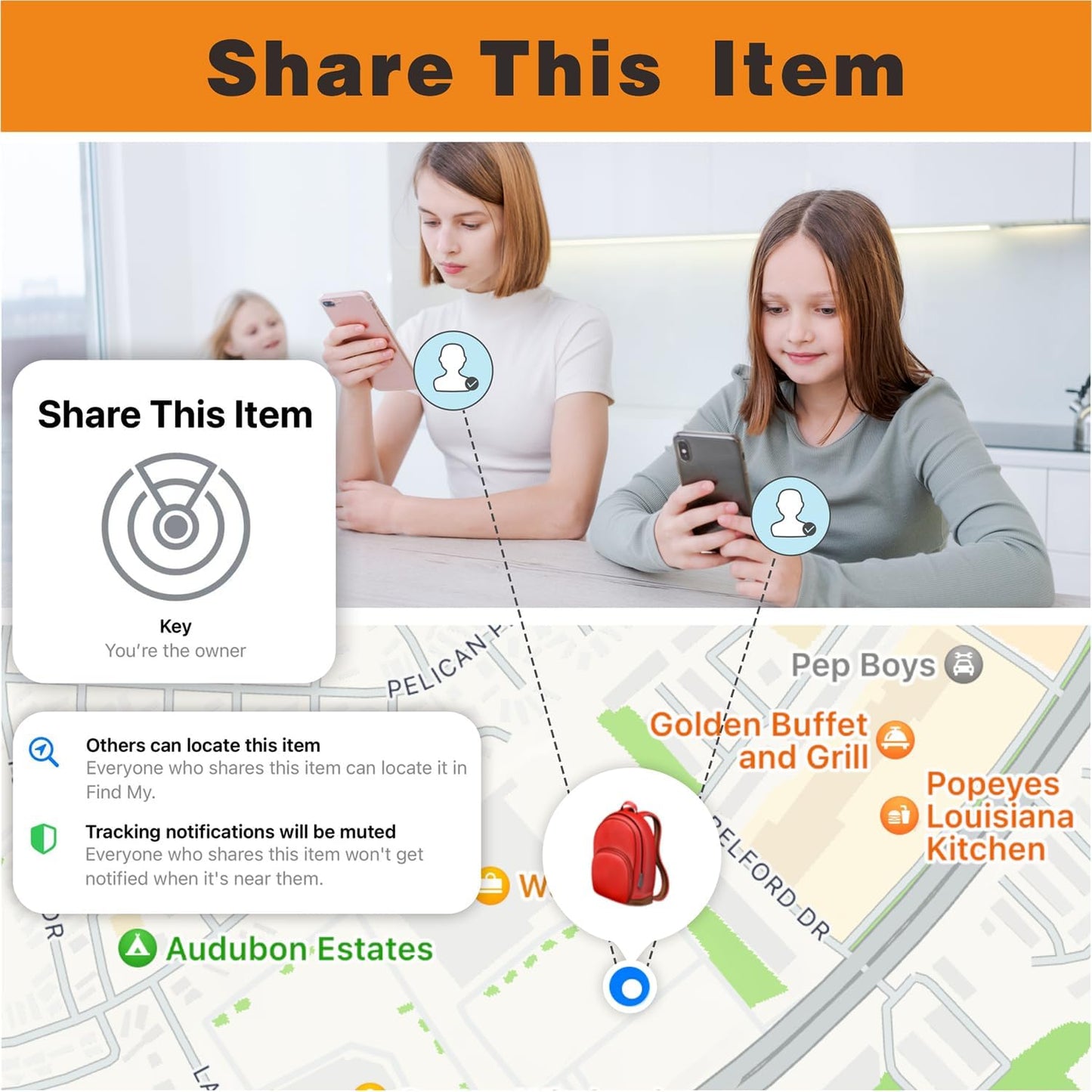 Air Tracker, Smart Bluetooth Tracker Works with Apple Find My (iOS Only), Item Finder Locator for Keys, Luggage, Backpack, IP67 Waterproof, Yellow