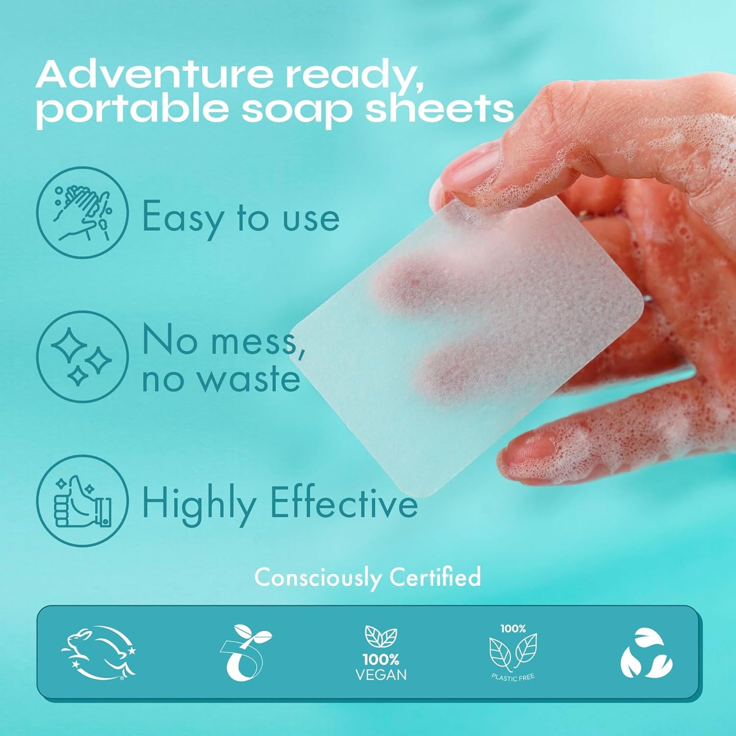 FOMIN - Antibacterial Paper Soap Sheets for Hand Washing - (200 Sheets) Unscented Portable Travel Soap Sheets, Dissolvable Camping Mini Soap, Portable Hand Soap sheet