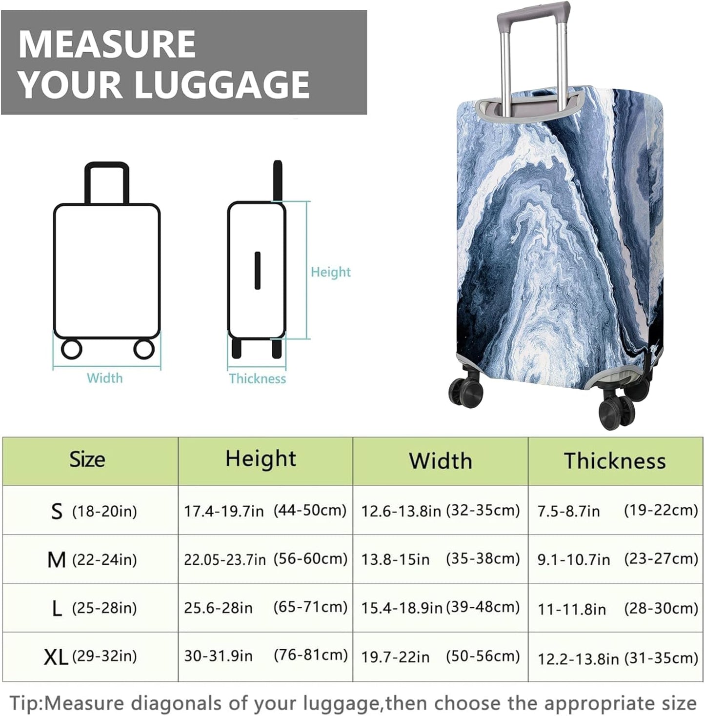Travel Luggage Cover Suitcase Protector Fits 18-32 Inch Wheel Covers PatternedTravel Related Items Flower Luggage Protector Elastic M