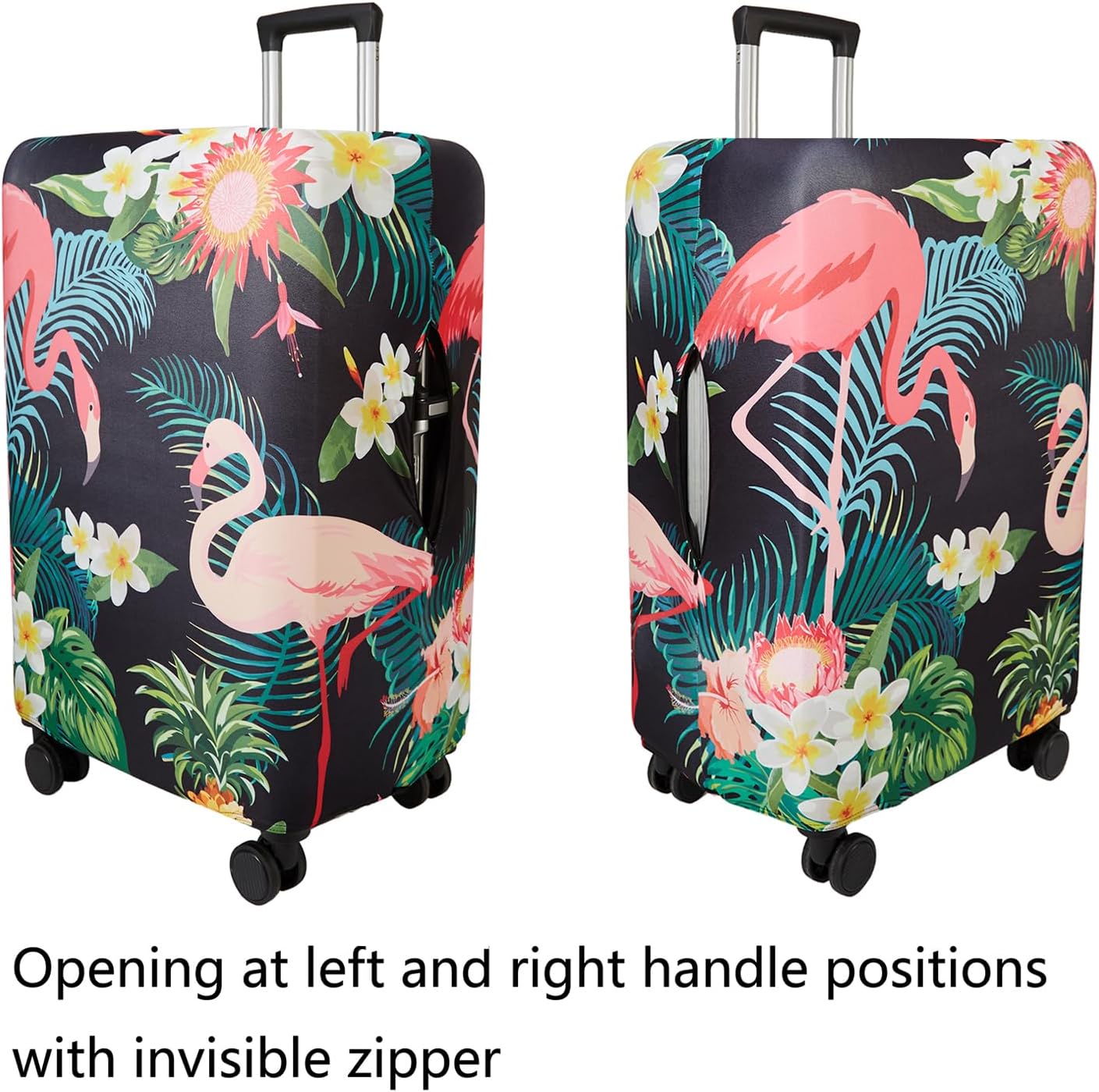 WUJIAONIAO Travel Luggage Cover Baggage Suitcase Cover Protector Skins 18-32 Inch (Flower flamingo, M (for 22-24 inch luggage))