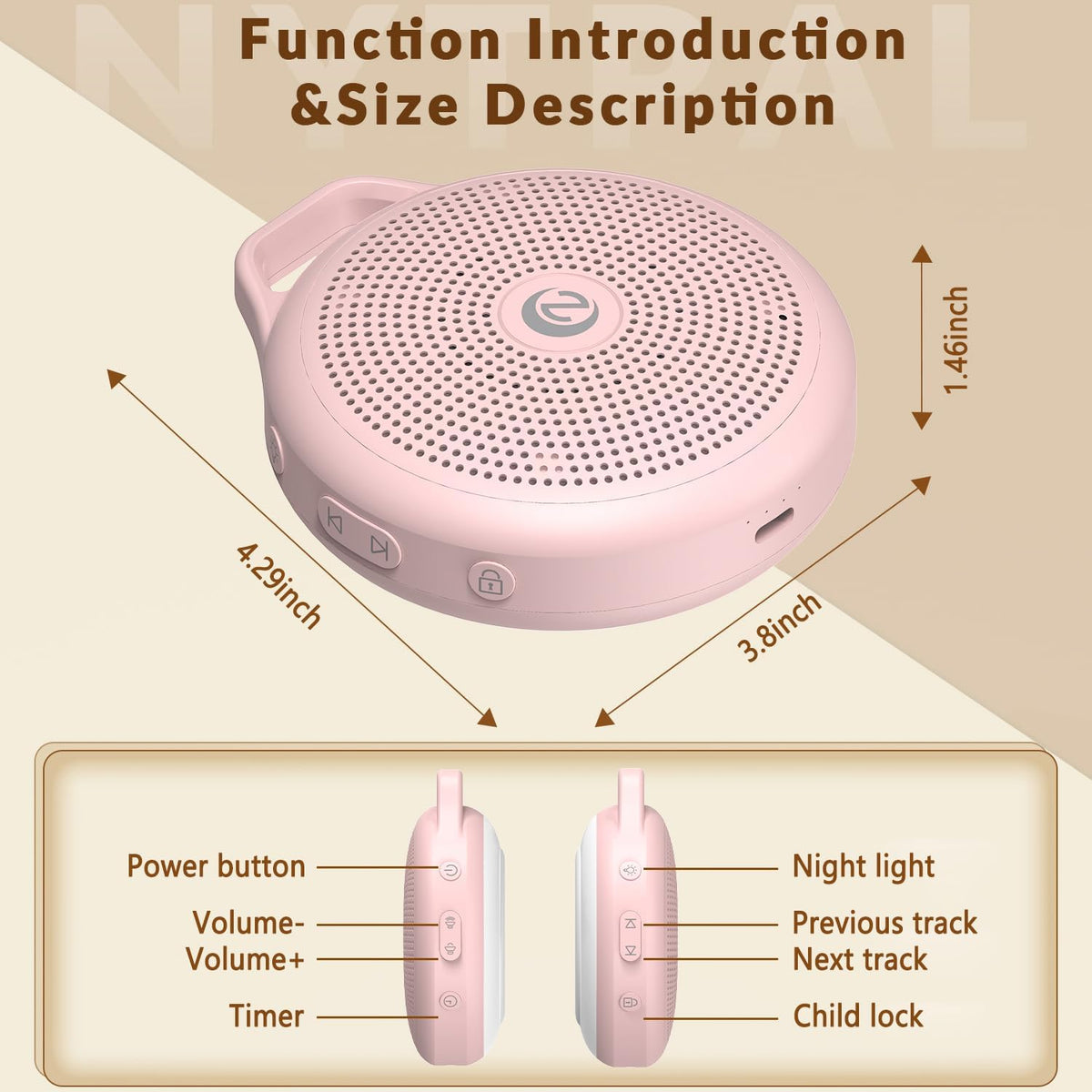 Portable White Noise Sleep Sound Machine for Home and Travel. Perfect for Your Sleeping Baby with a dimmable Night Light and Long Battery Life. Baby Essential Adult/Child Lock Feature.