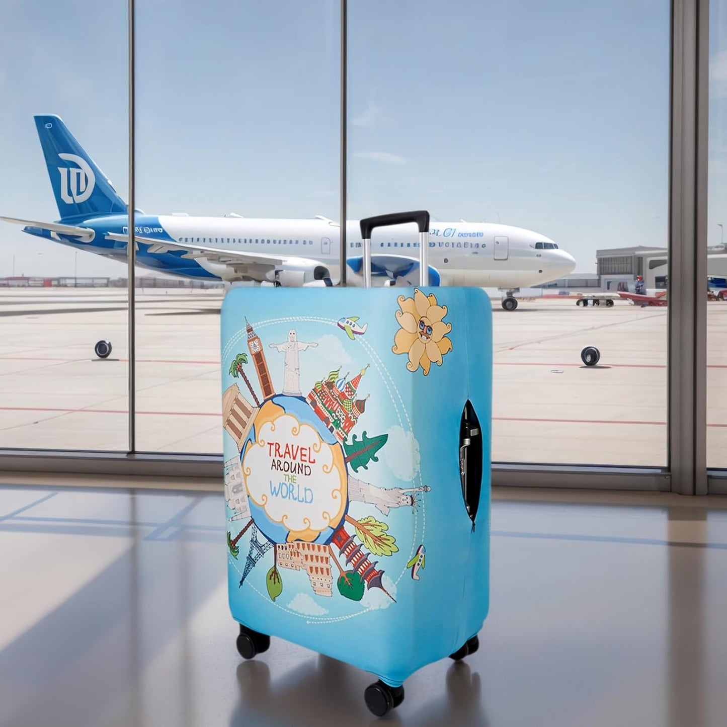 WUJIAONIAO Travel Luggage Cover Baggage Suitcase Cover Protector Skins 18-32 Inch (ocean, M (for 22-24 inch luggage))